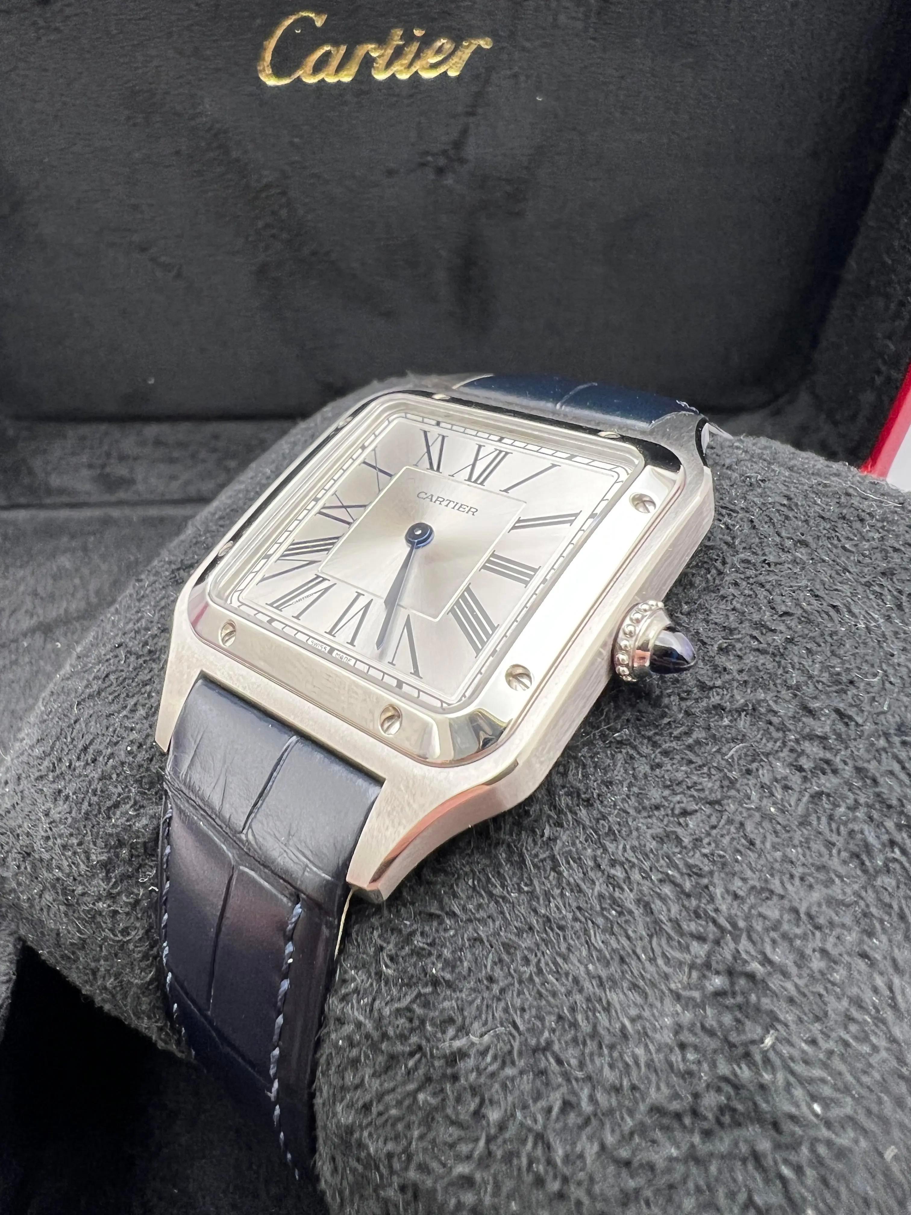 Cartier Santos Dumont Large 31.4mm x 43.5mm WSSA0022 Silver Dial Box Papers For Sale 1