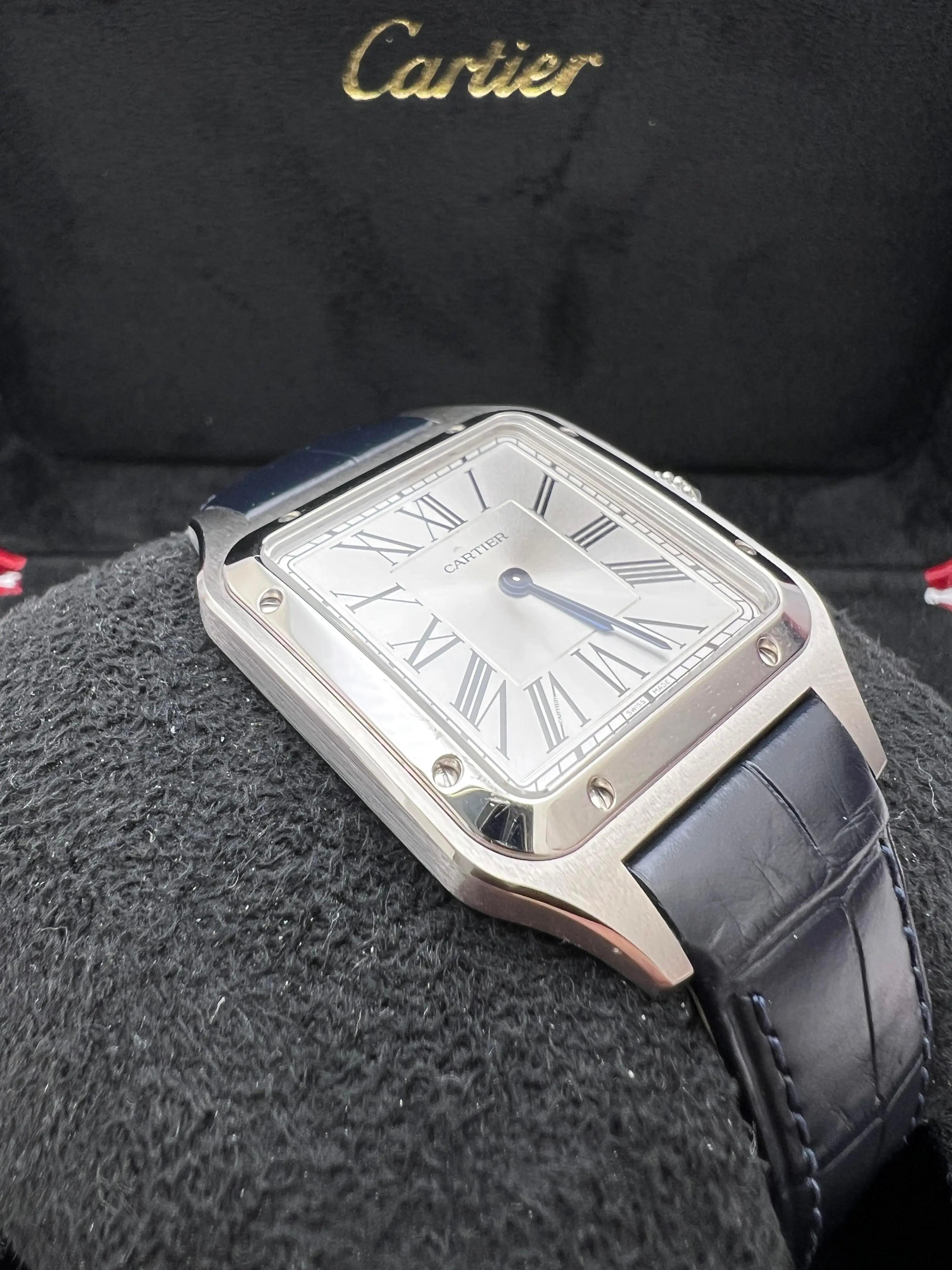 Cartier Santos Dumont Large 31.4mm x 43.5mm WSSA0022 Silver Dial Box Papers For Sale 4