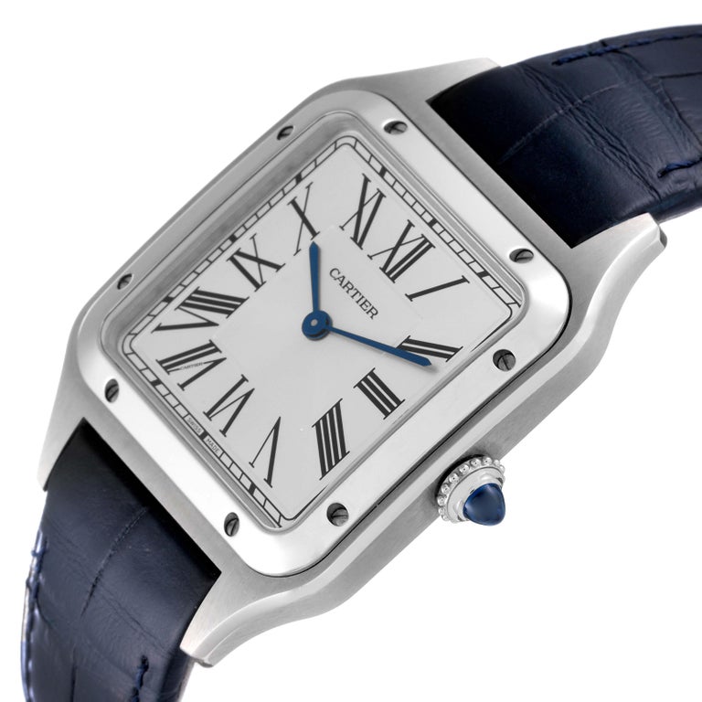 Reloj Cartier Santos Dumont Grande Correa Negra Acero Hombre
