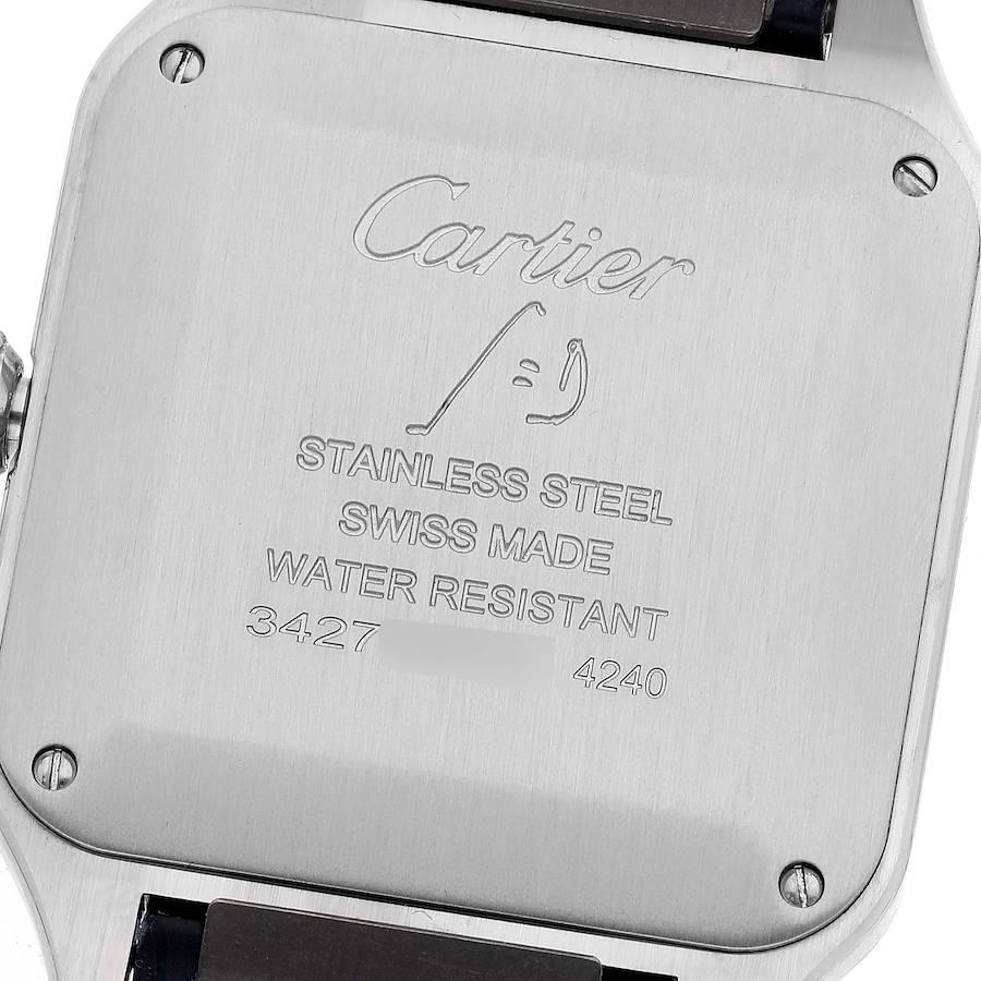 Cartier Santos Dumont Stahl-Herrenuhr mit großem schwarzem Riemen WSSA0022 Boxkarte im Angebot 3