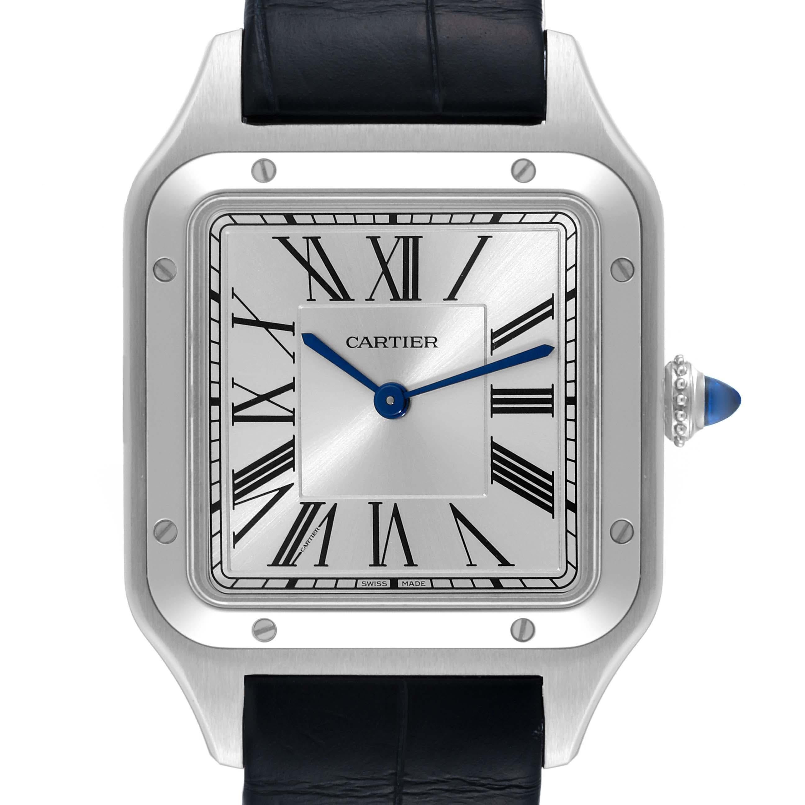 Cartier Santos Dumont Orologio da uomo in acciaio con cinturino nero WSSA0022 Scatola
