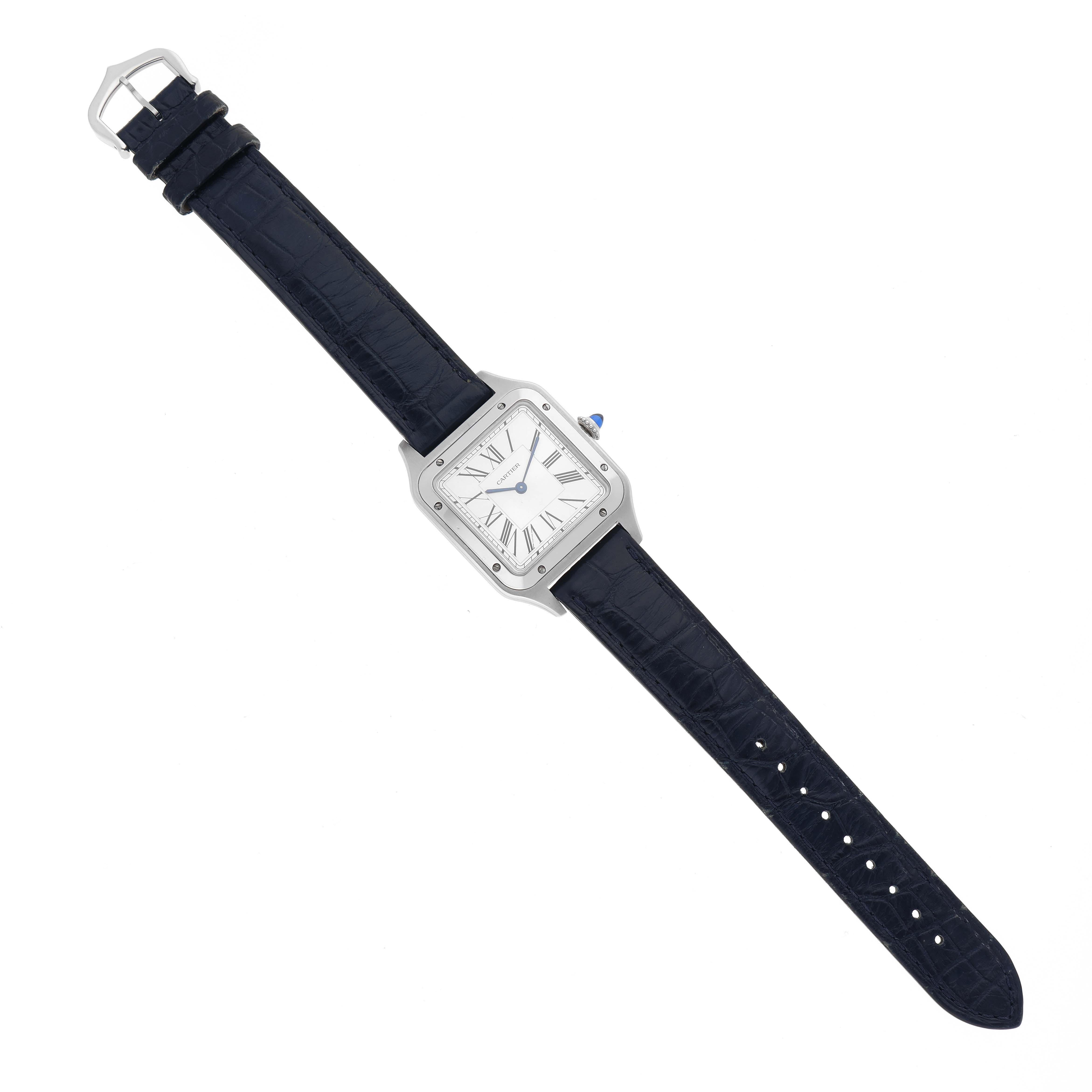 Cartier Santos Dumont Large Black Strap Steel Mens Watch WSSA0022 3