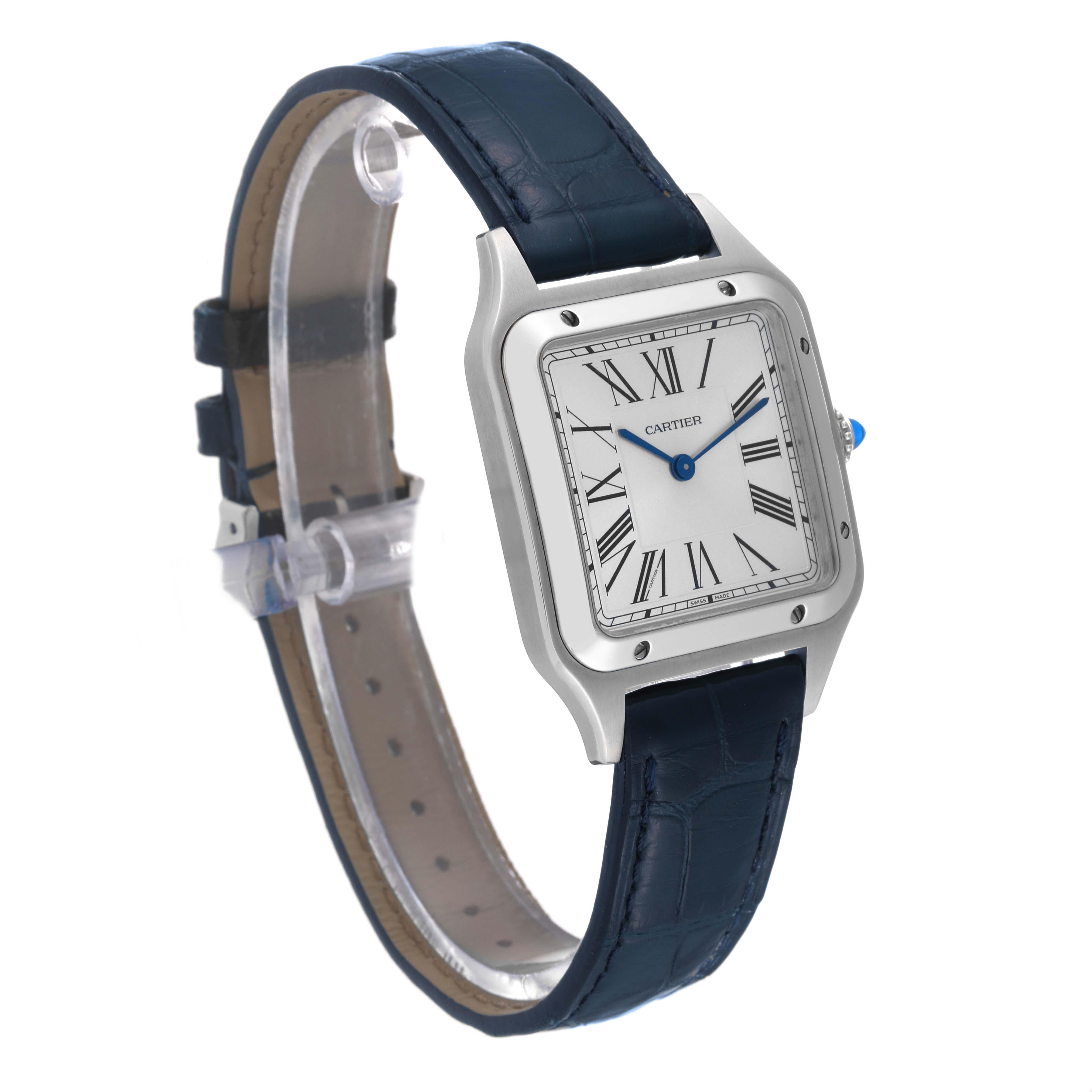 Cartier Santos Dumont Large Black Strap Steel Mens Watch WSSA0022 4