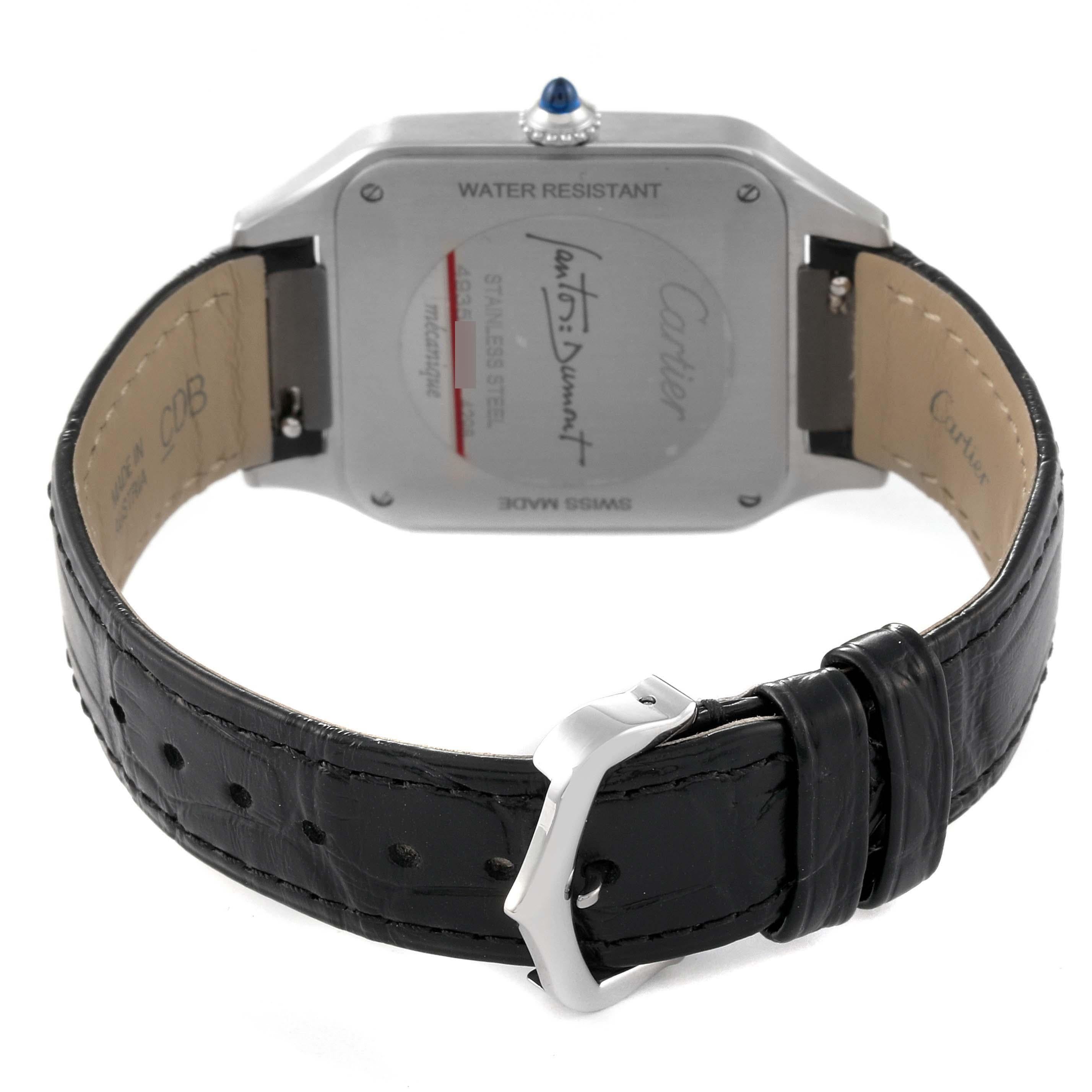 Cartier Santos Dumont Große schwarze Stahl-Herrenuhr mit Riemen WSSA0046 Ungetragen 1