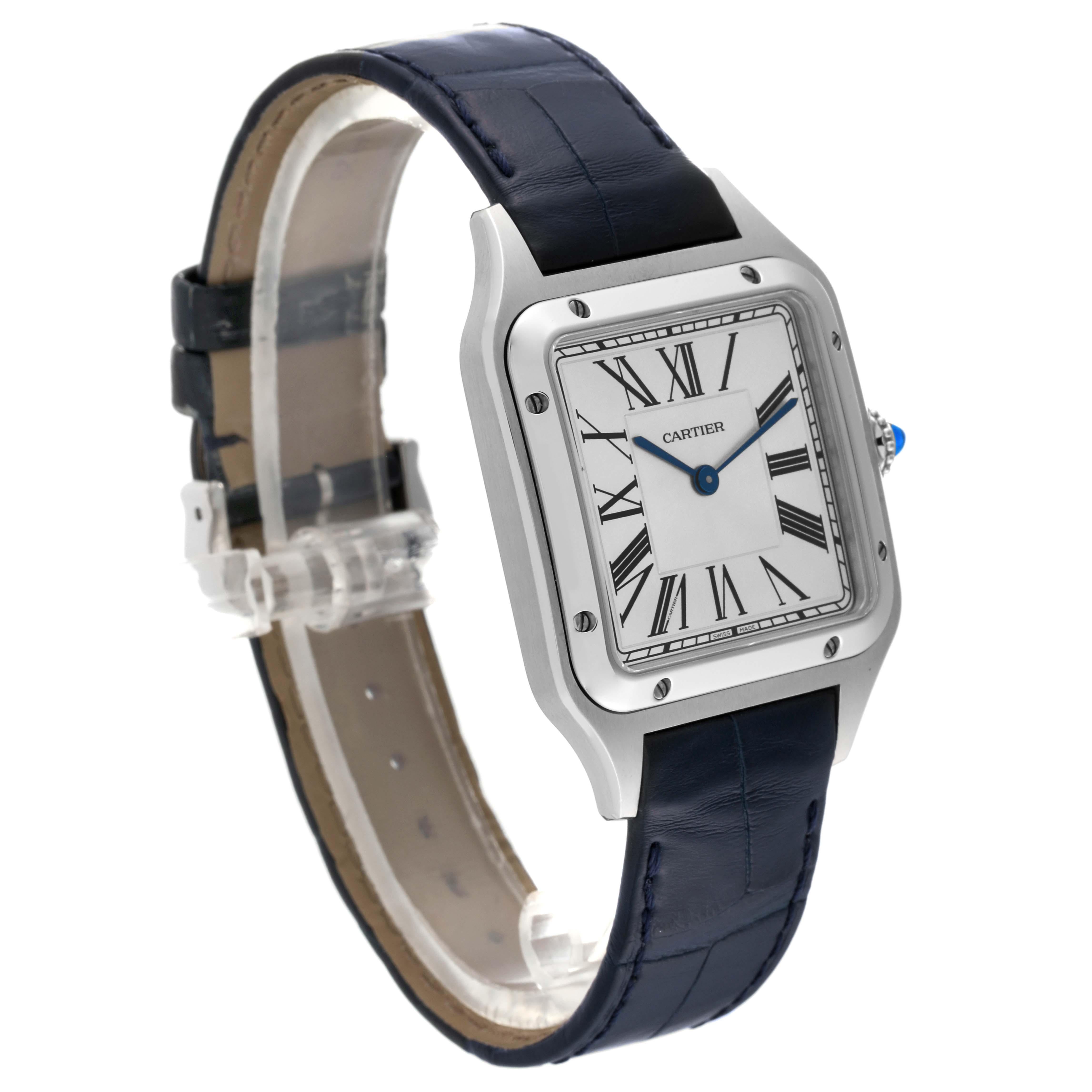 Cartier Santos Dumont Large Blue Strap Steel Mens Watch WSSA0022 1