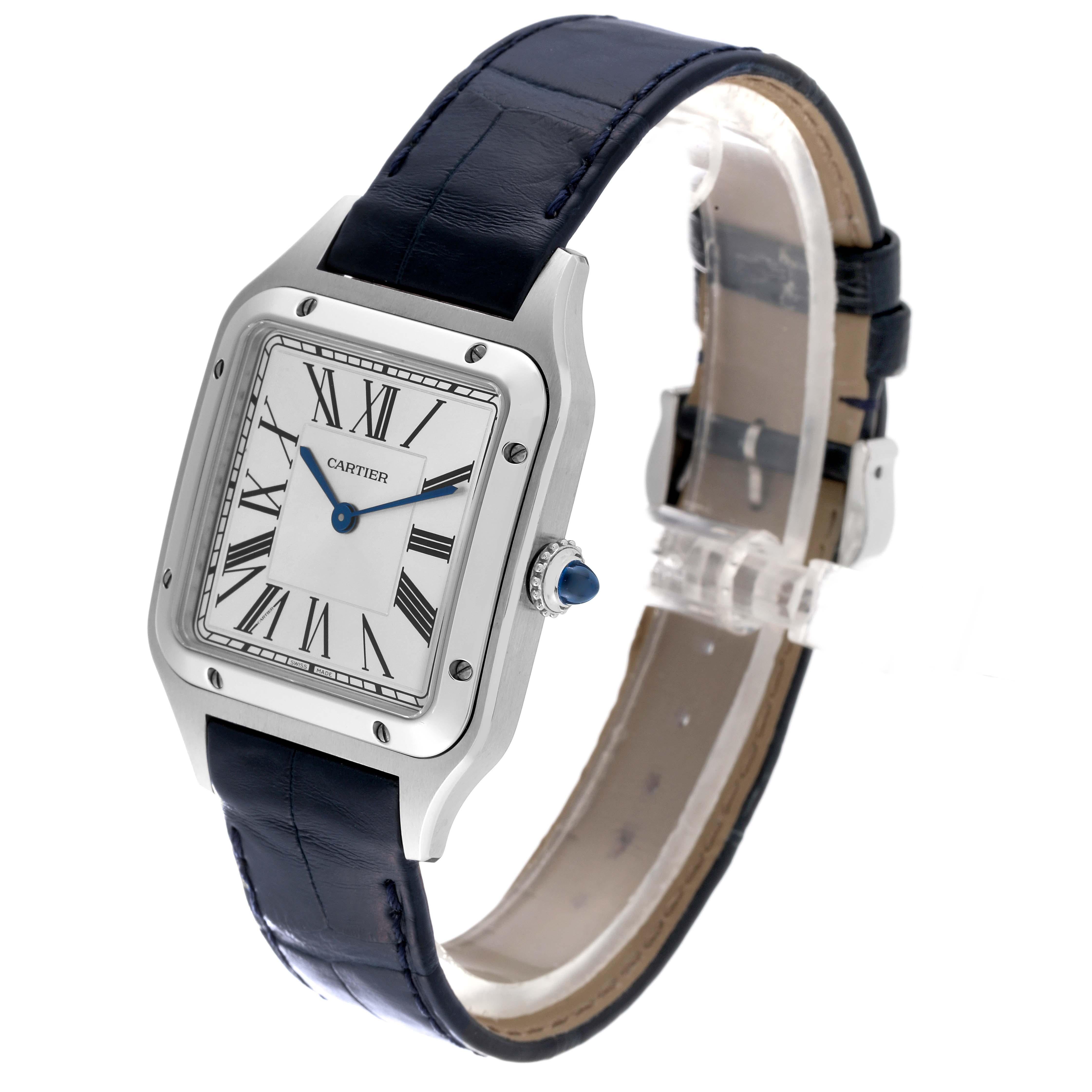 Cartier Santos Dumont Large Blue Strap Steel Mens Watch WSSA0022 3