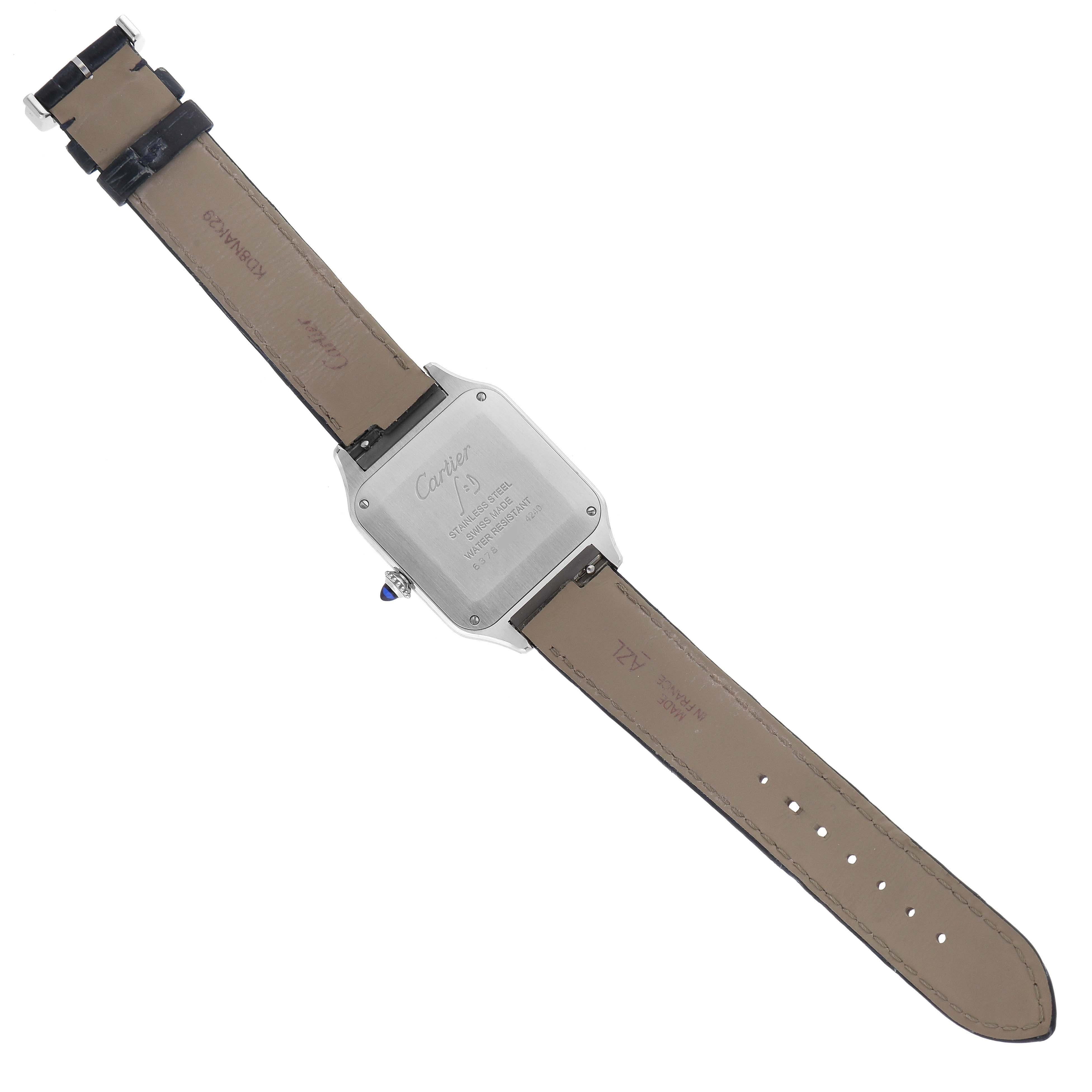 Cartier Santos Dumont Large Blue Strap Steel Mens Watch WSSA0022 5