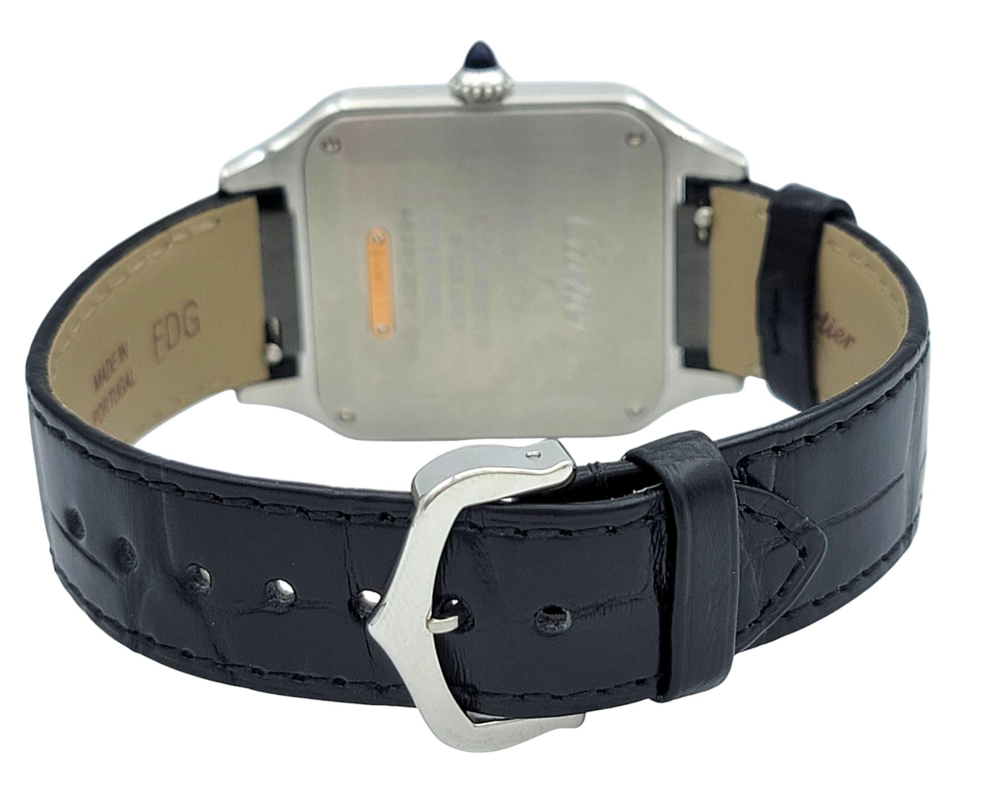 Contemporary Cartier Santos-Dumont Large Model Stainless Steel & 18 Karat Rose Gold Watch For Sale