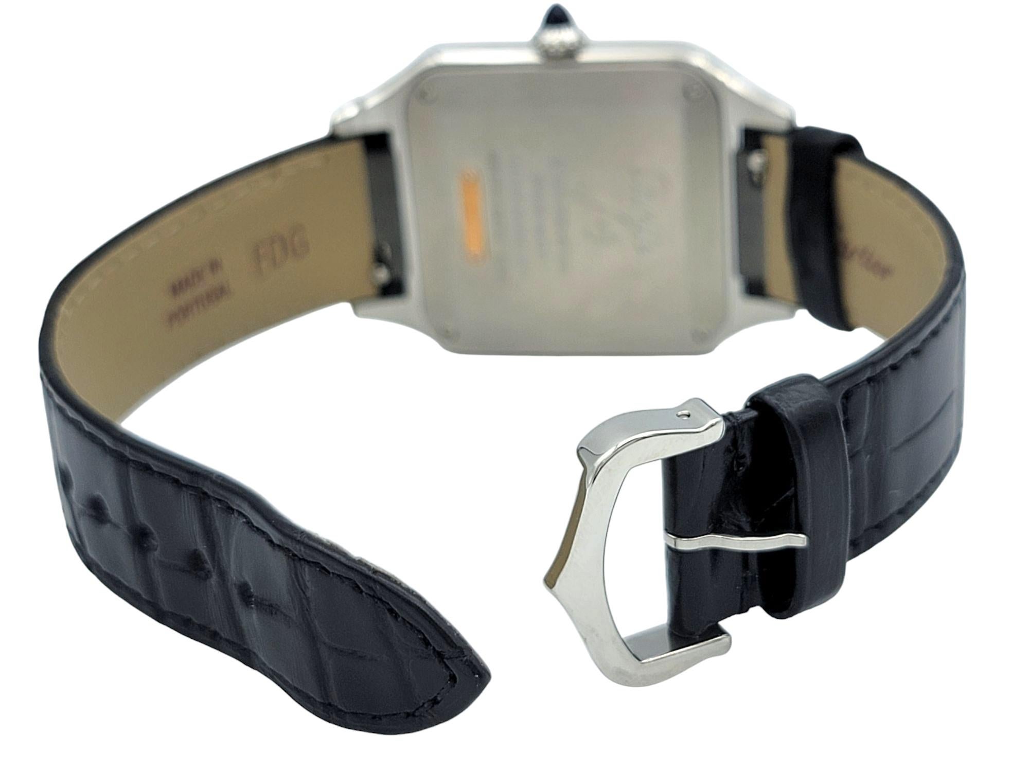 Cabochon Cartier Santos-Dumont Large Model Stainless Steel & 18 Karat Rose Gold Watch For Sale