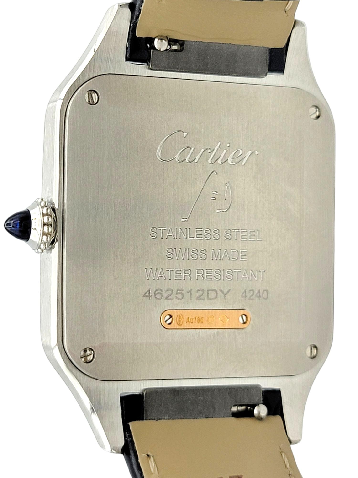 Cartier Santos-Dumont Large Model Stainless Steel & 18 Karat Rose Gold Watch For Sale 1