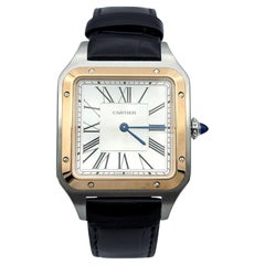 Cartier Santos-Dumont grand modèle en acier inoxydable et or rose 18 carats