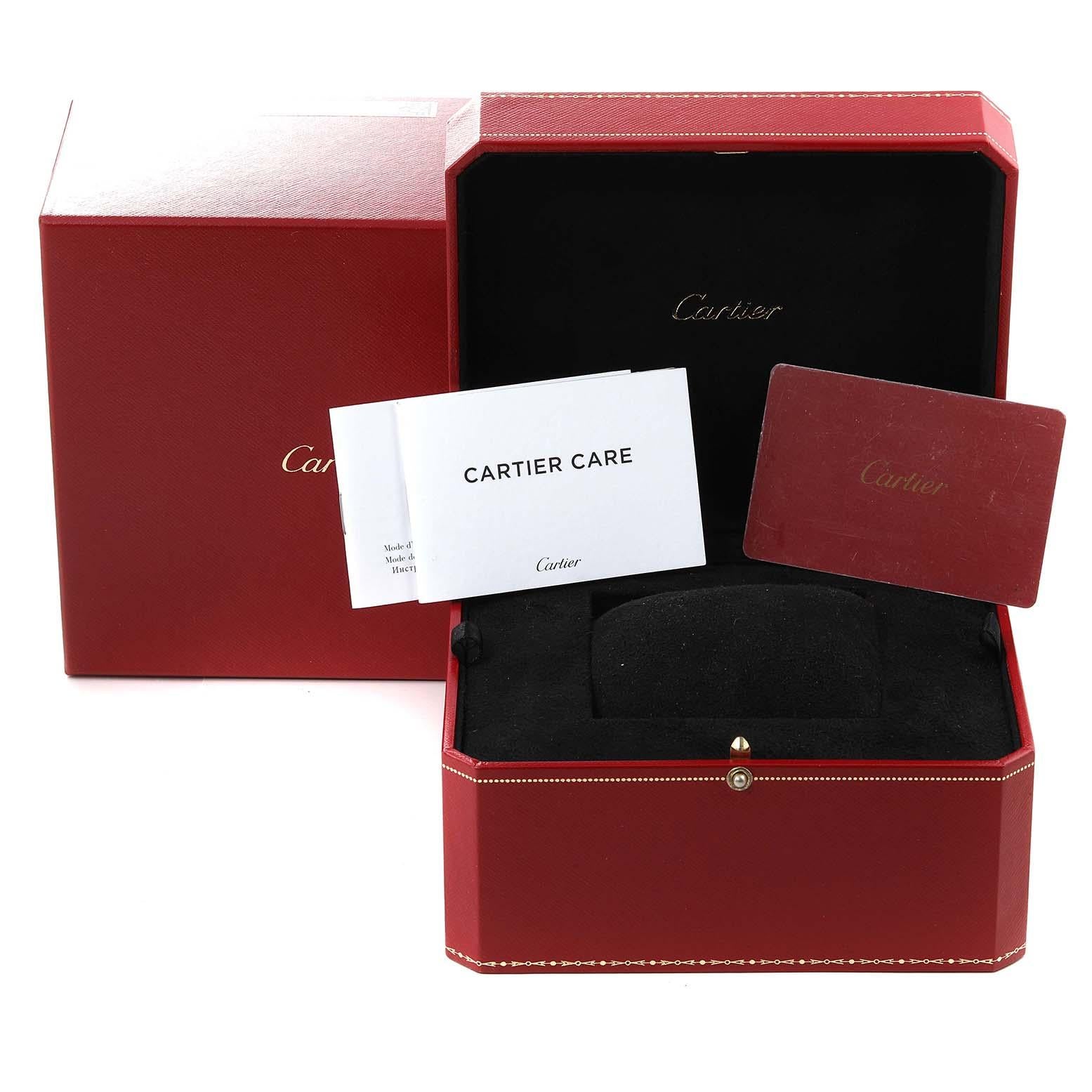 Cartier Santos Dumont große Rose Gold Silber Zifferblatt Herrenuhr WGSA0021 Box-Karte im Angebot 5