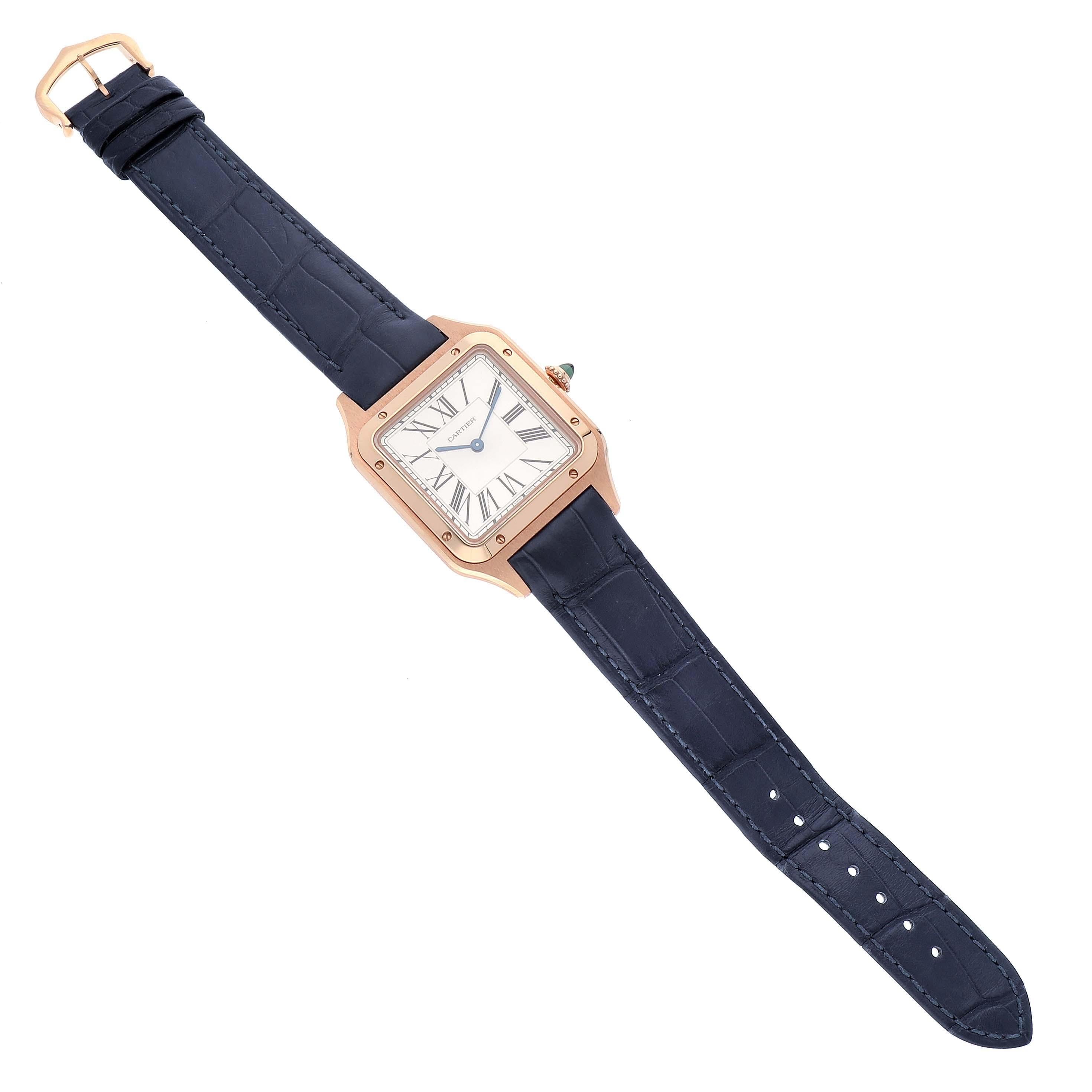 Cartier Santos Dumont Large Rose Gold Silver Dial Mens Watch WGSA0021 Box Card For Sale 1