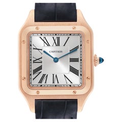 Cartier Santos Dumont Large Rose Gold Silver Dial Mens Watch WGSA0021 Box Card