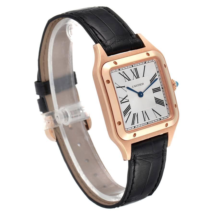 Cartier Santos Dumont Large Rose Gold Silver Dial Mens Watch WGSA0021 In Excellent Condition For Sale In Atlanta, GA