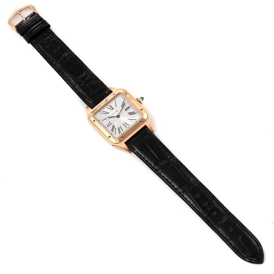 Cartier Santos Dumont Large Rose Gold Silver Dial Mens Watch WGSA0021 For Sale 4