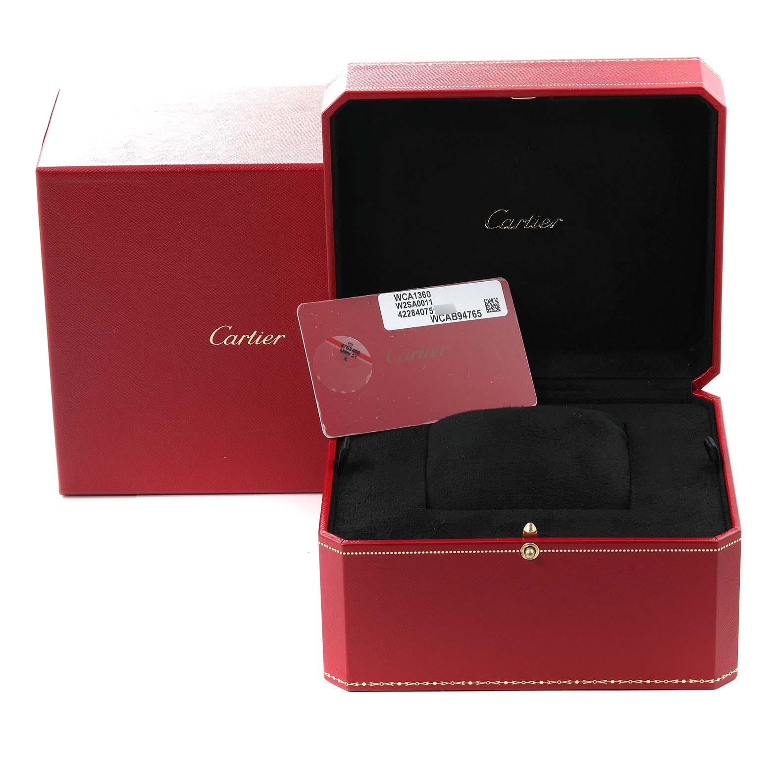 Cartier Santos Dumont Large Steel Rose Gold Mens Watch W2SA0011 Box Card 4