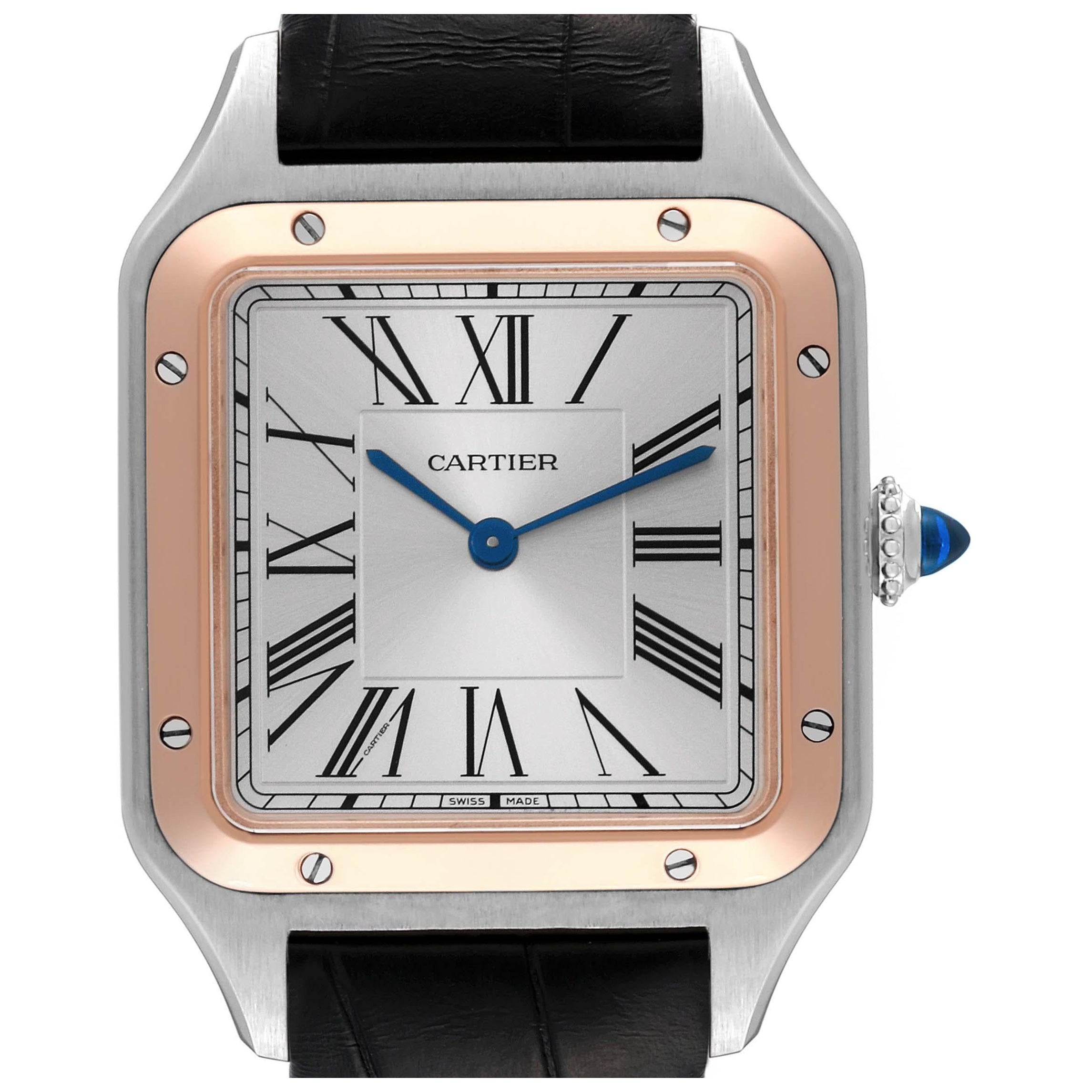 Reloj Cartier Santos Dumont grande de acero y oro rosa para caballero W2SA0011 en venta