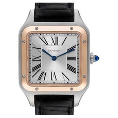 Cartier Santos Dumont Large Steel Rose Gold Mens Watch W2SA0011