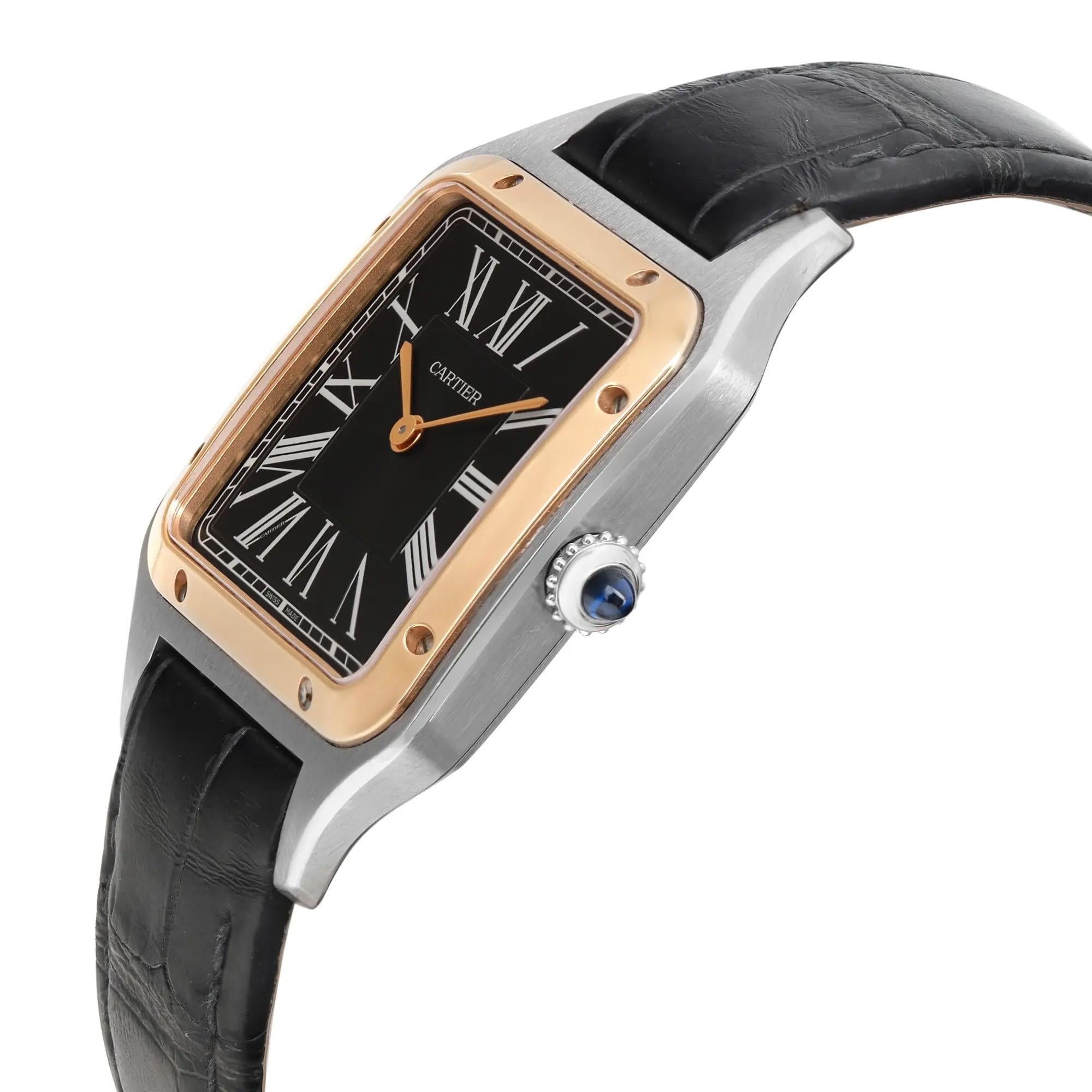 Cartier Santos-Dumont le 14 Bis 18K Yellow Gold Steel Gray Dial Watch W2SA0015 1