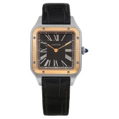 Cartier Santos-Dumont le 14 Bis 18K Yellow Gold Steel Gray Dial Watch W2SA0015