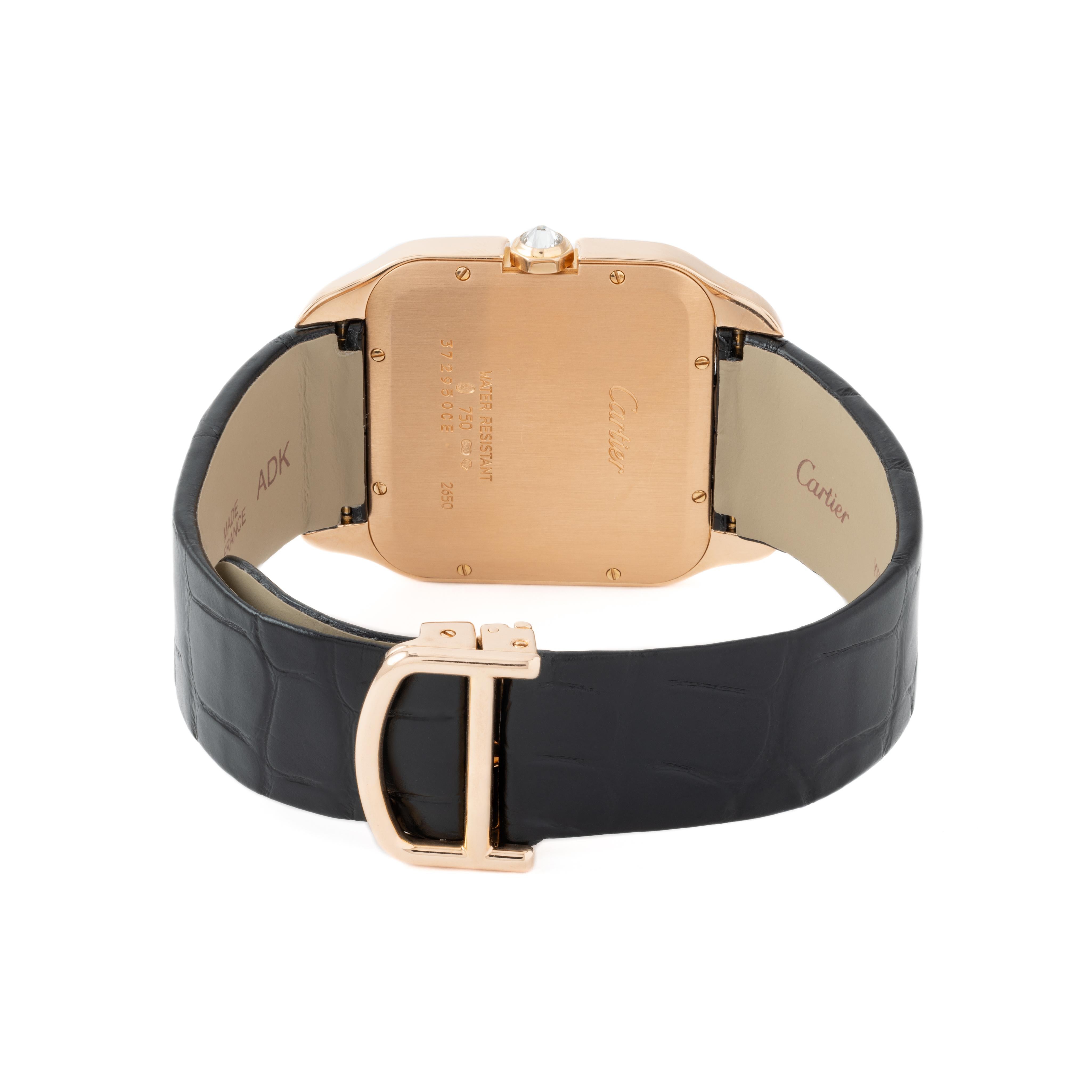 Brilliant Cut Cartier Santos Dumont Model WH100751 18 Karat Rose Gold Diamonds Full Set For Sale