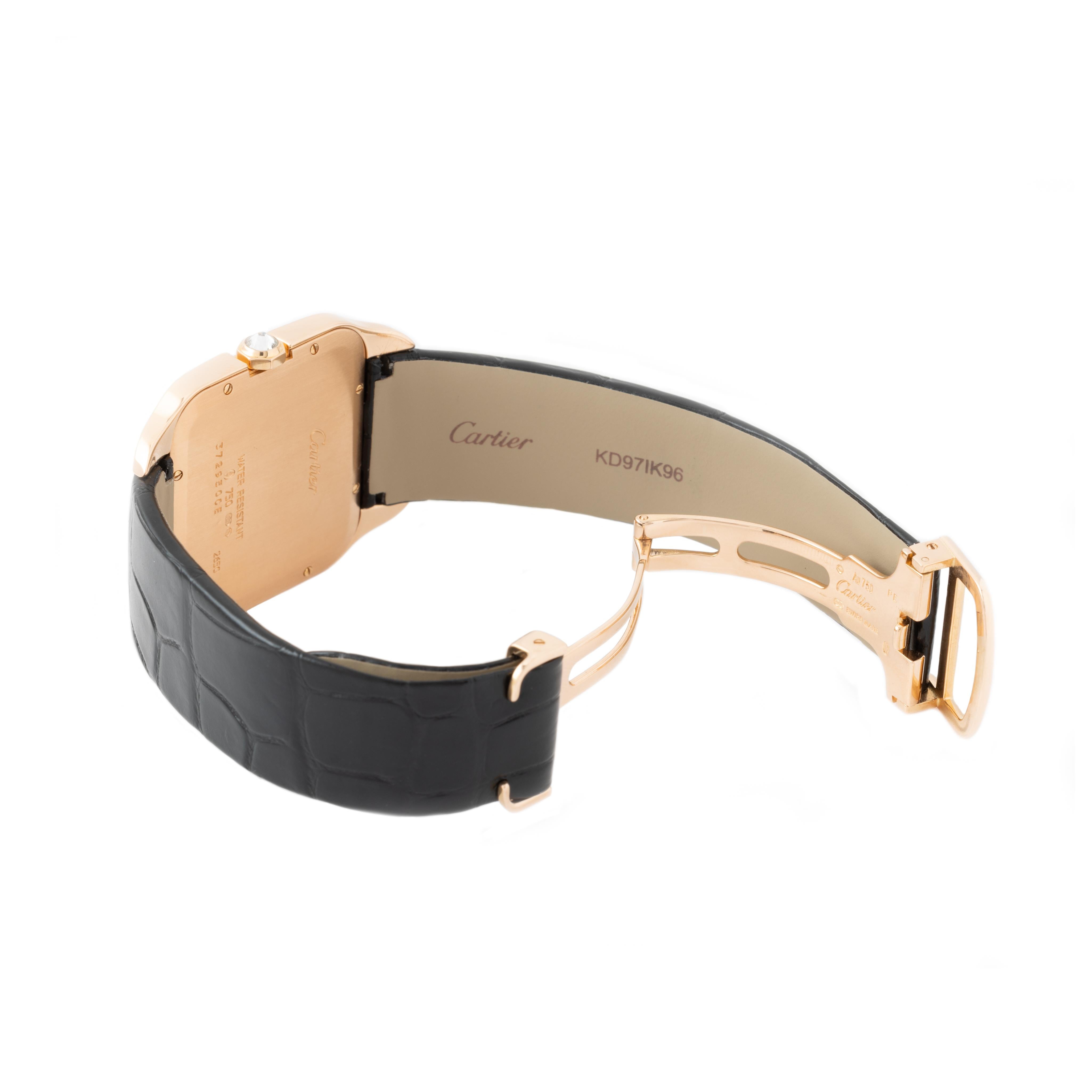 Cartier Santos Dumont Model WH100751 18 Karat Rose Gold Diamonds Full Set In Excellent Condition For Sale In New York, NY