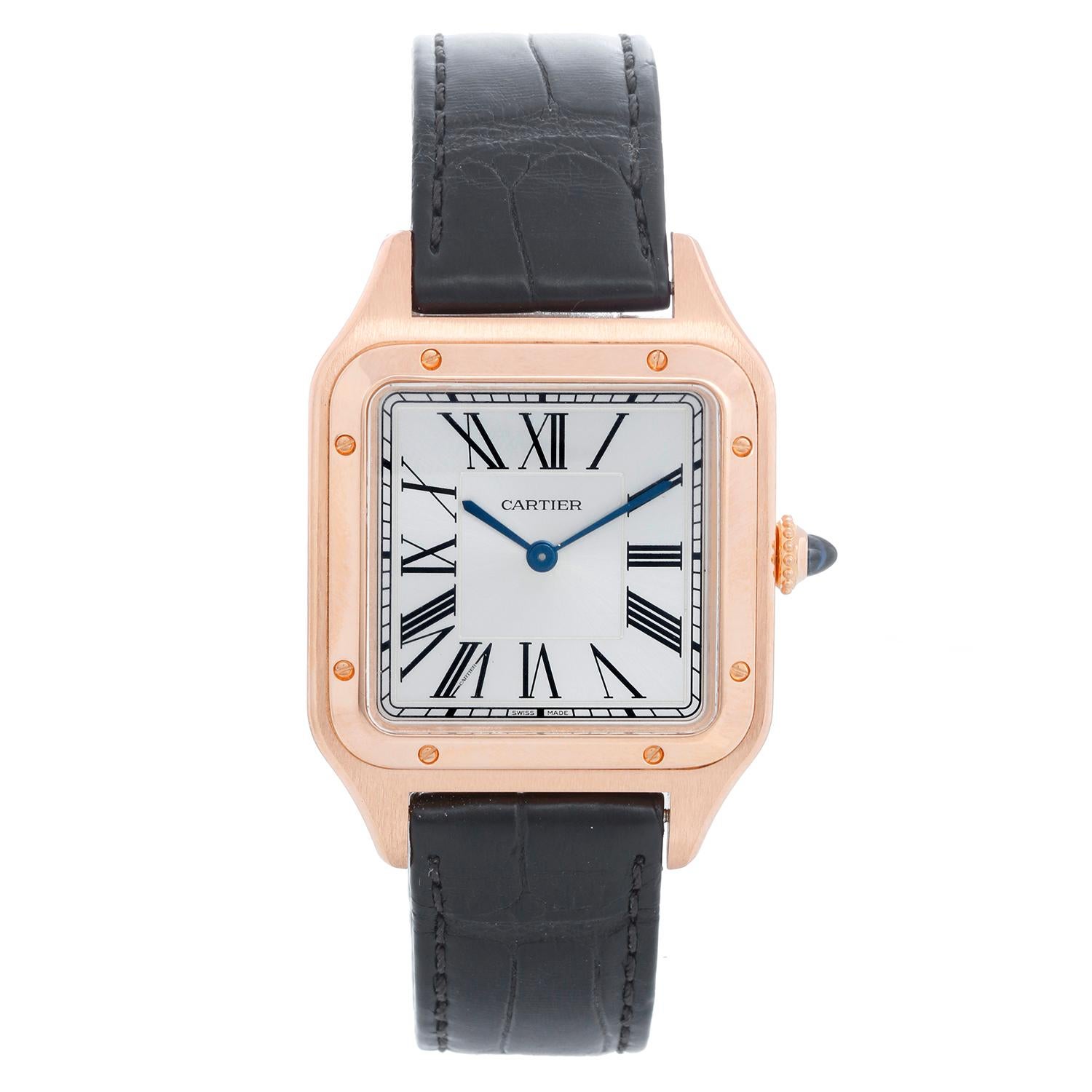 Cartier Santos Dumont Quartz 18k Rose  Gold WGSA0021 4227 In Excellent Condition In Dallas, TX