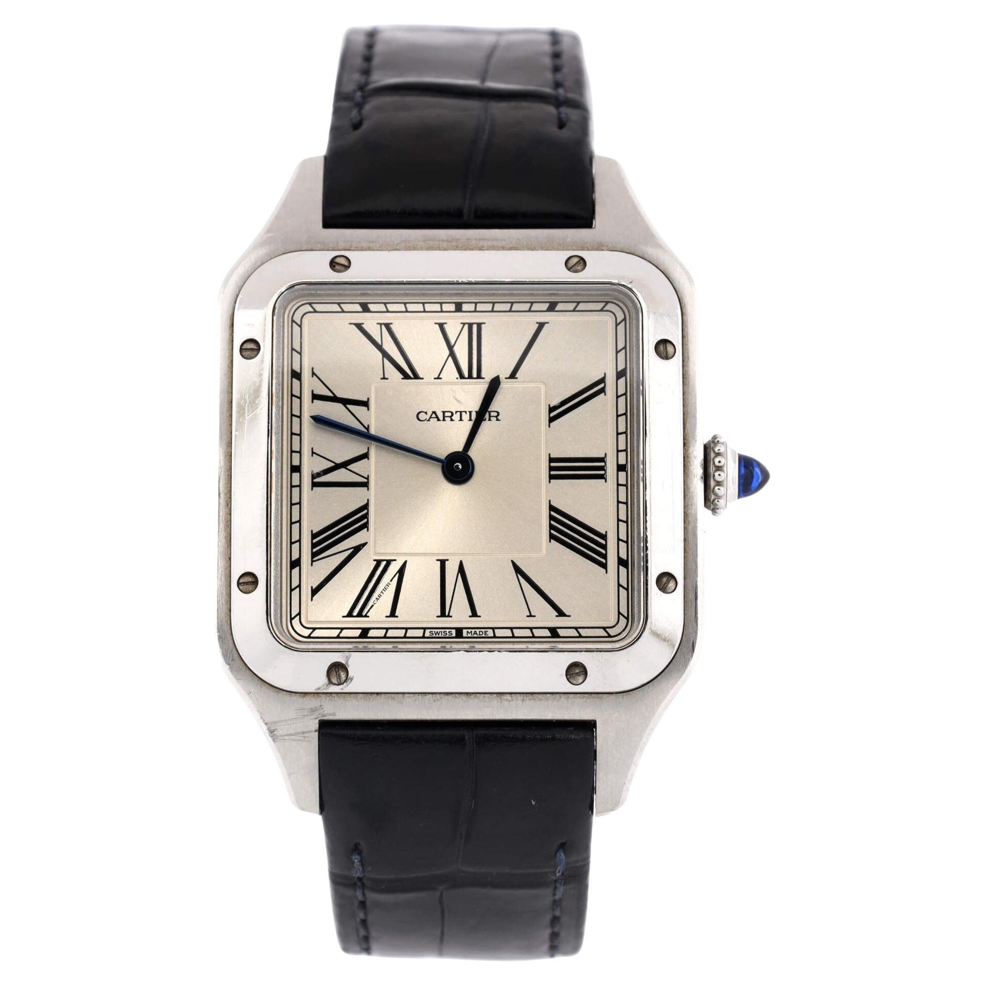Cartier Santos Dumont Quartz Watch Stainless Steel and Alligator 31