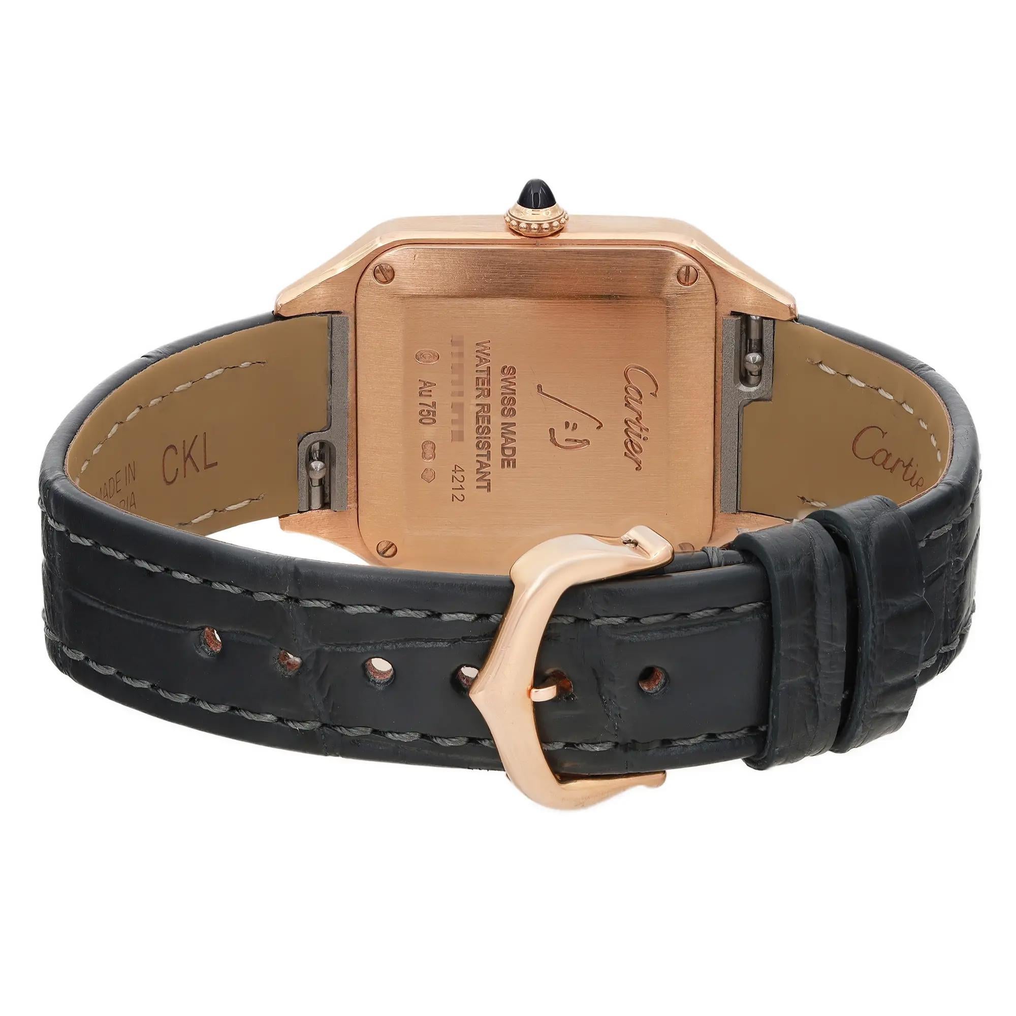 Cartier Santos Dumont Small 18K Rose Gold Silver Dial Unisex Watch WGSA0022 In Excellent Condition In New York, NY