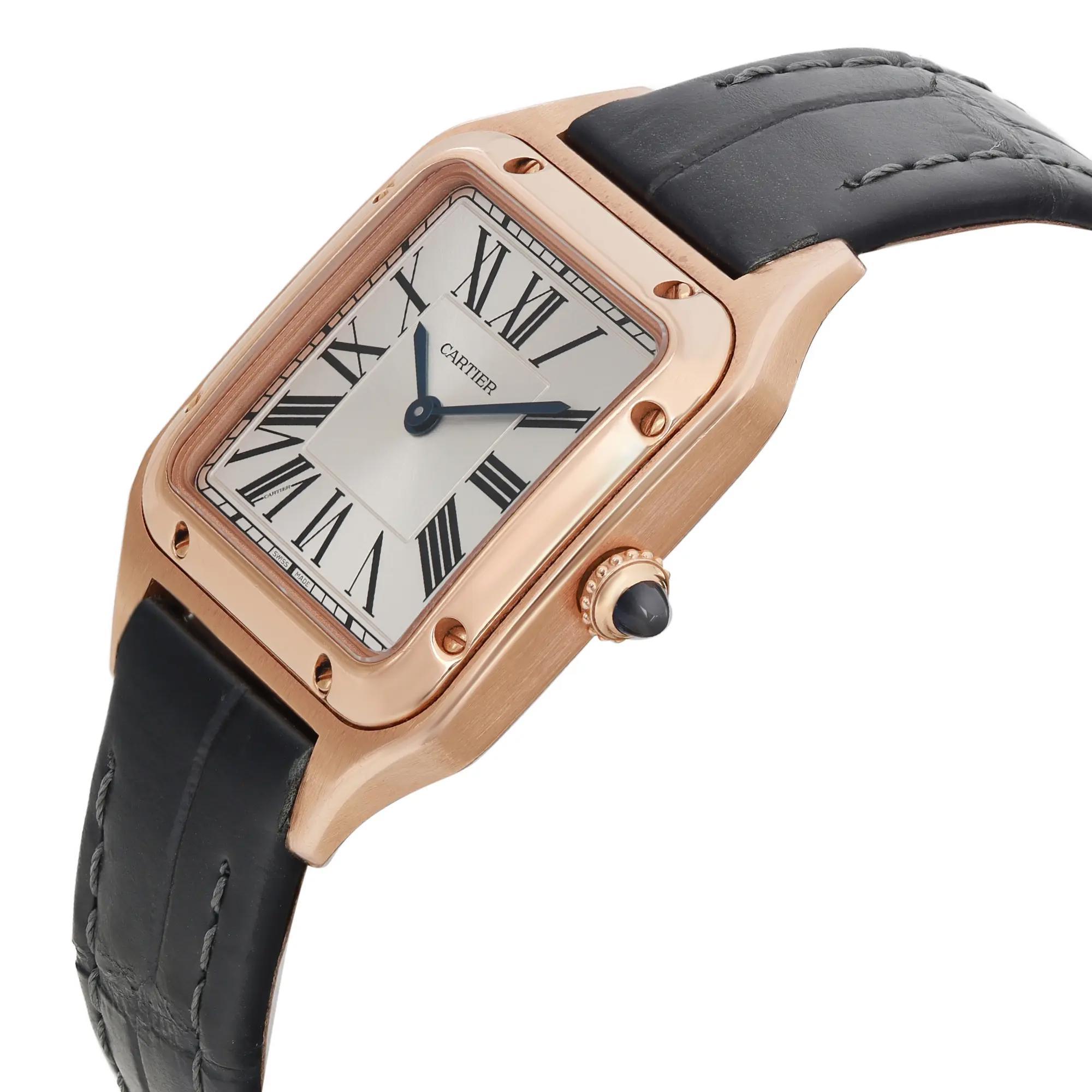Cartier Santos Dumont Small 18K Rose Gold Silver Dial Unisex Watch WGSA0022 1