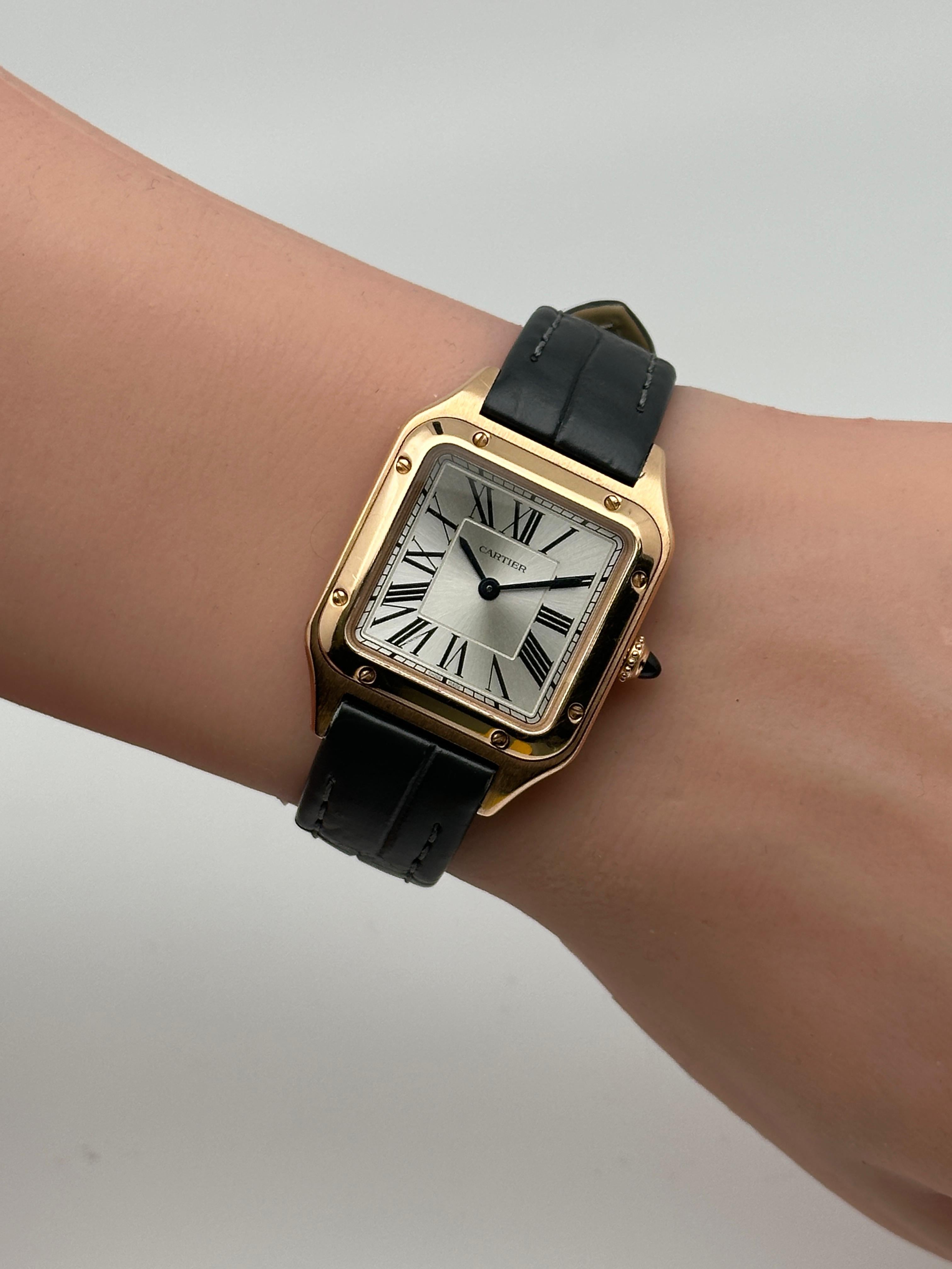 Cartier Santos Dumont Small 18K Rose Gold Silver Dial Unisex Watch WGSA0022 2