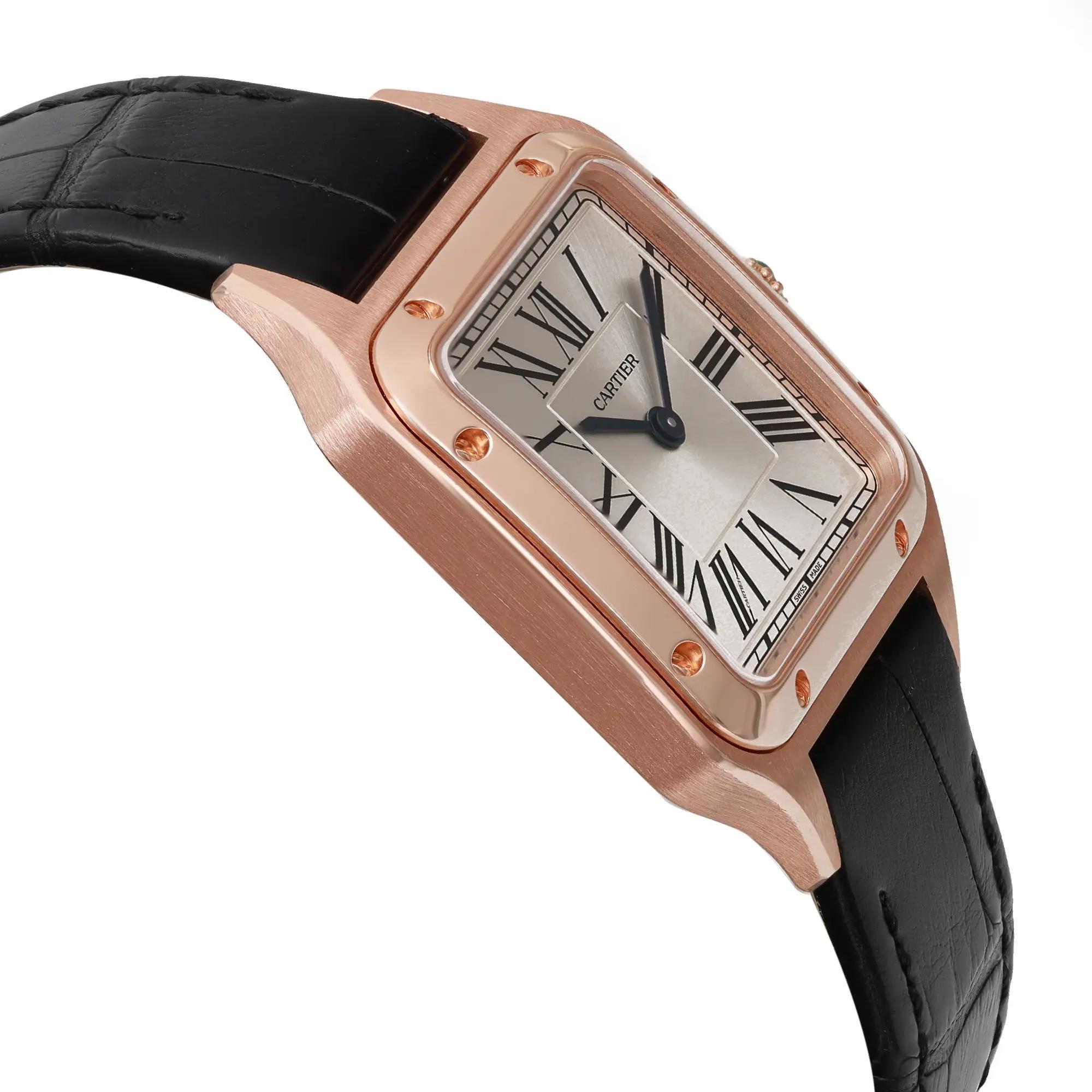 Cartier Santos Dumont Small 18k Rose Gold Unisex Watch WGSA0022 In Excellent Condition In New York, NY