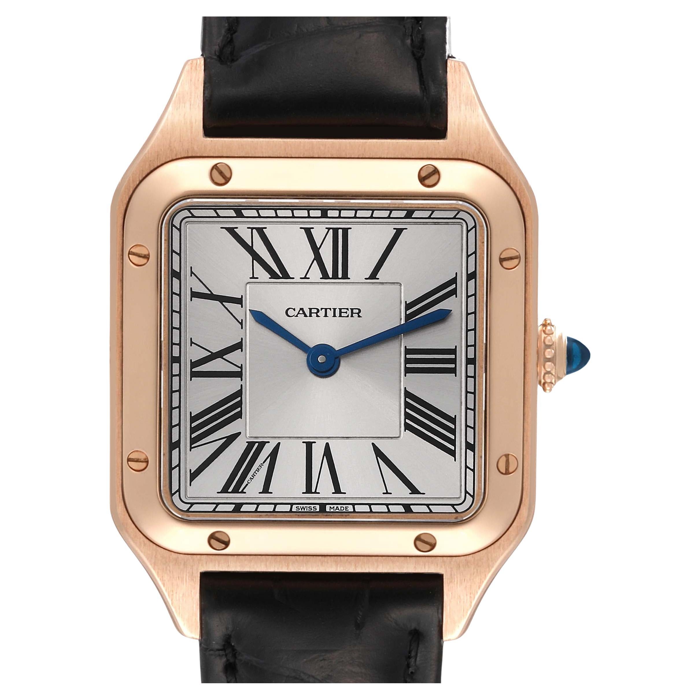 Cartier Santos Dumont Small Rose Gold Mens Watch WGSA0022 Card For Sale