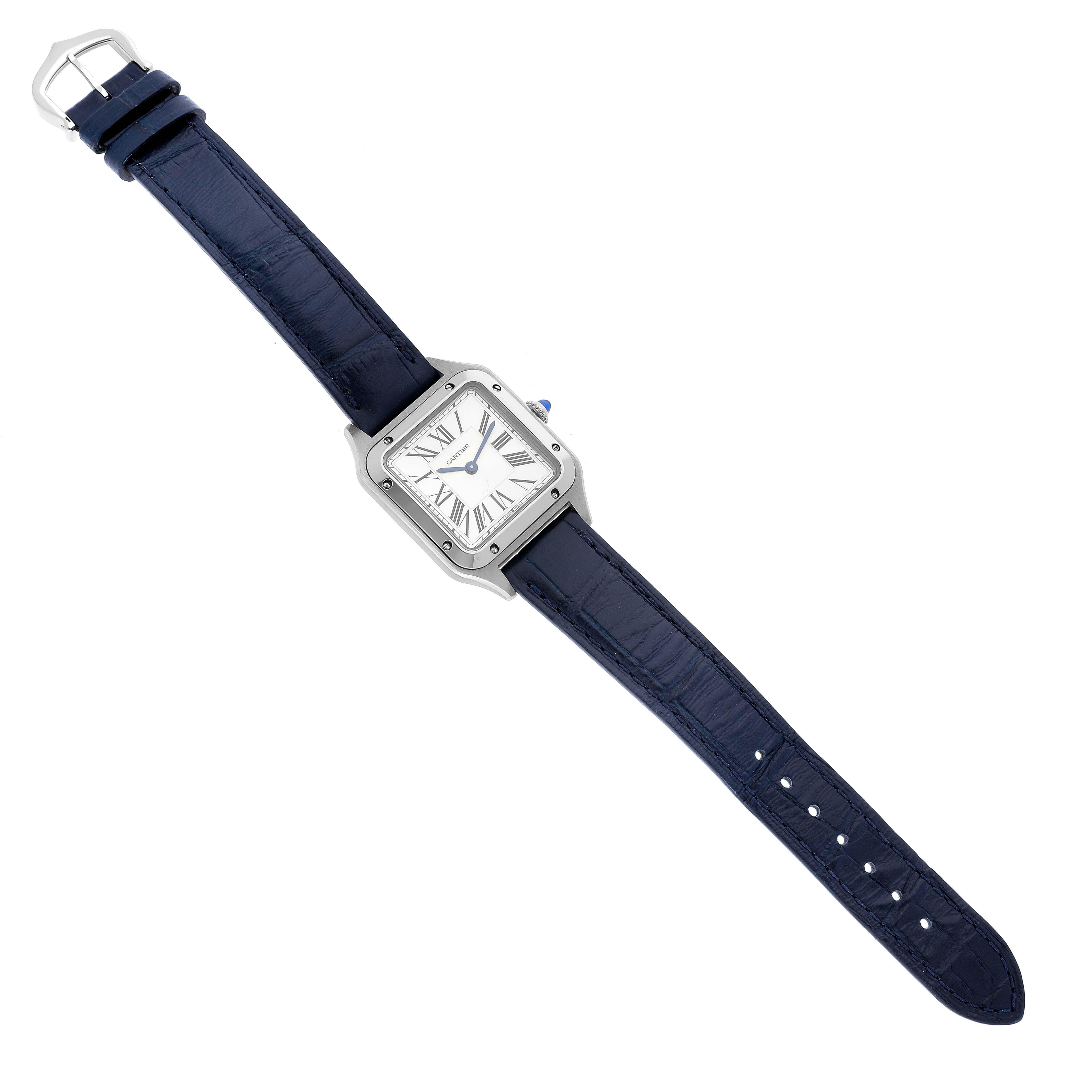 Cartier Santos Dumont petite montre en acier pour femmes WSSA0023 avec carte de boîte en vente 4