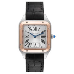 Cartier Santos Dumont Steel Rose Gold Ladies Watch W2SA0012 Unworn