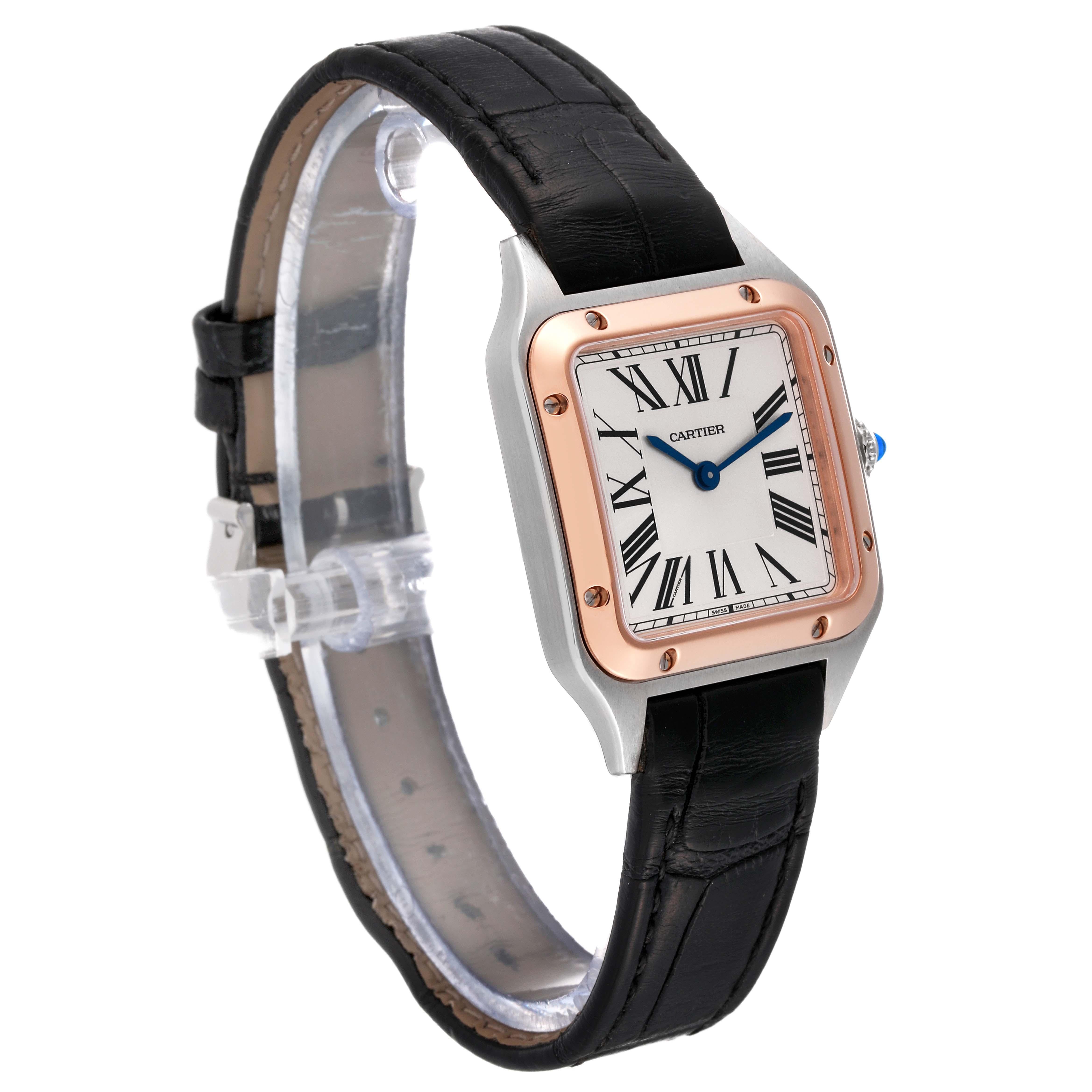 Cartier Santos Dumont Steel Rose Gold Silver Dial Ladies Watch W2SA0012 For Sale 3