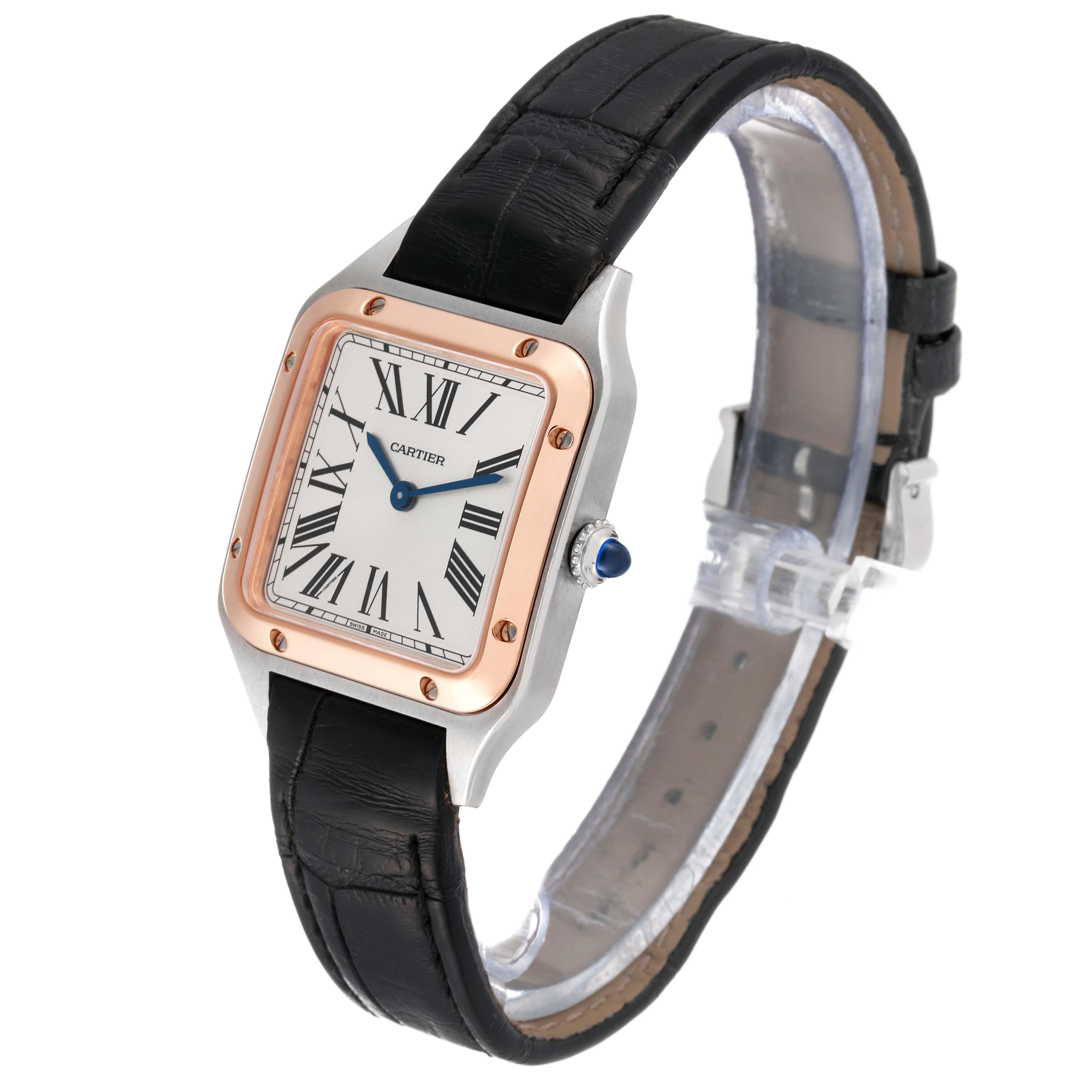 Cartier Santos Dumont Steel Rose Gold Silver Dial Ladies Watch W2SA0012 For Sale 5