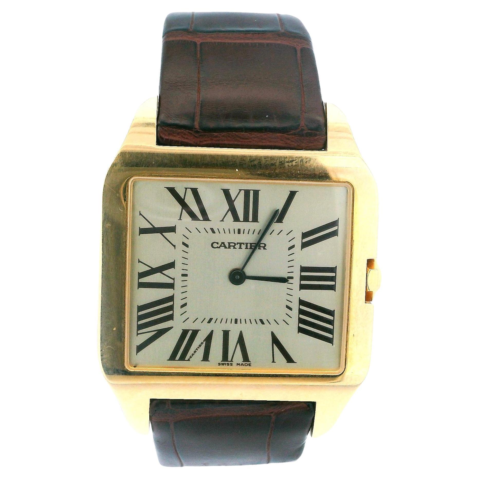 Cartier Santos Dumont W2006851 Large 18k Yellow Gold Mens Watch