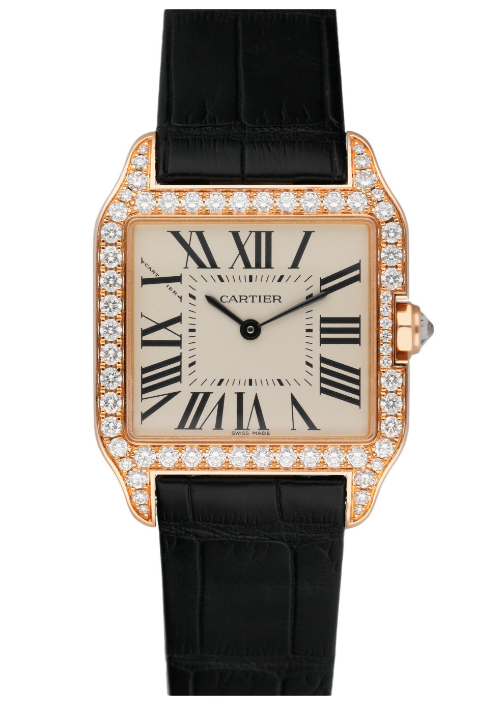 Cartier Santos-Dumont 18 Karat Rose Gold 2788 Leather Strap Box and ...