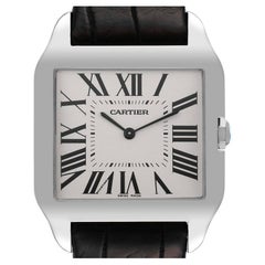 Cartier Santos Dumont White Gold Silver Dial Mens Watch W2007051 Papers