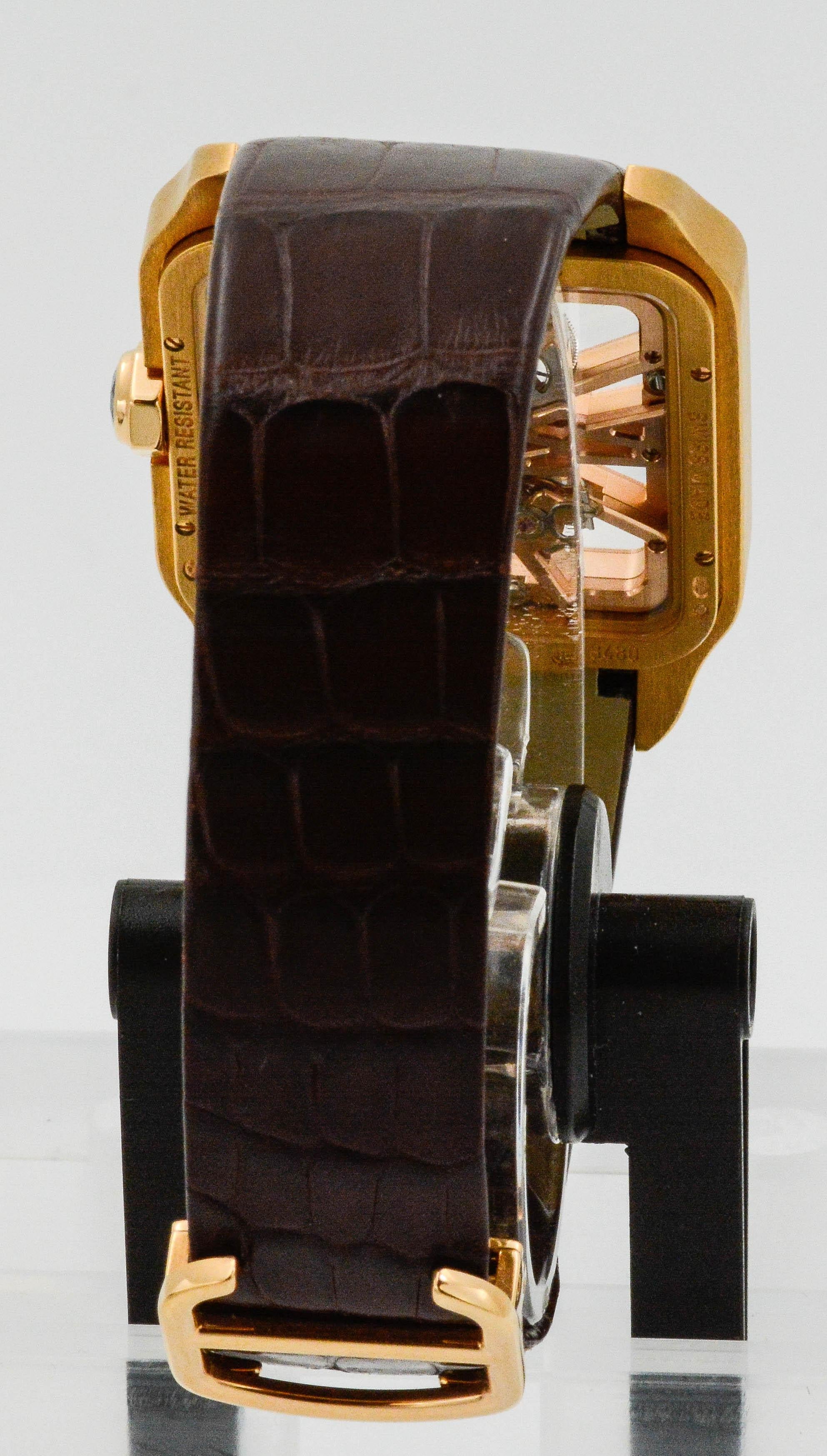 Cartier Santos Dumont XL 18K Rose Gold .56 CT Sapphire Watch 1