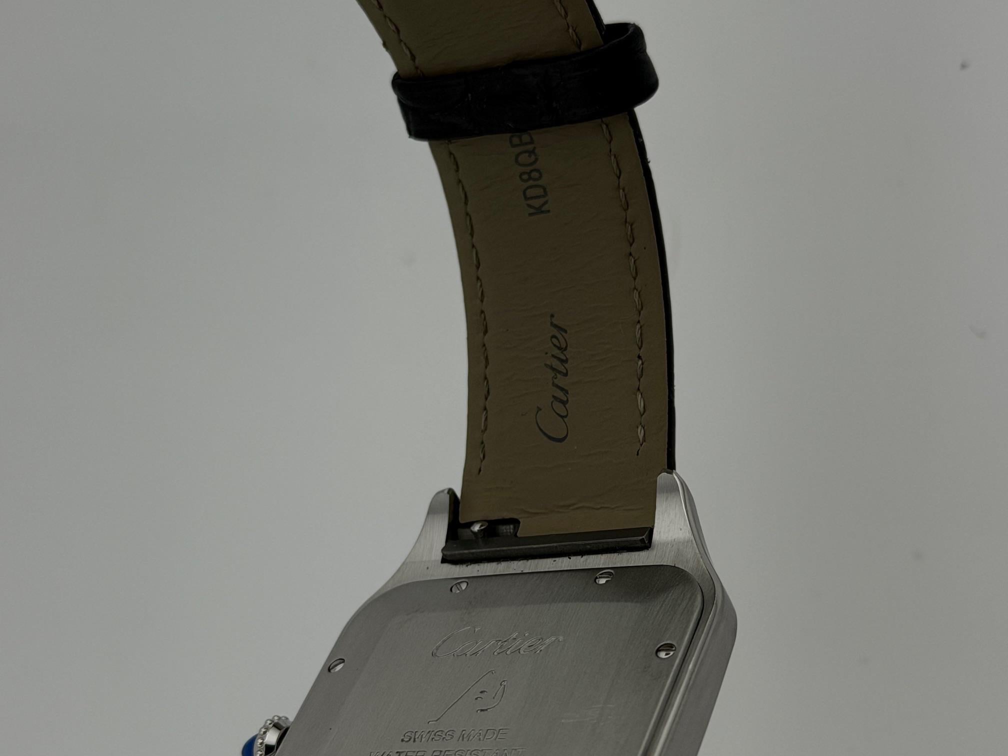 Cartier Santos Dumont XL W2SA0017 4305 33,9 mm Quadrante argento Oro rosa 18k Steele In condizioni buone in vendita a San Diego, CA