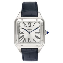 Cartier Santos Dumont XL WSSA0032 Silver Dial Steel Mens Watch Box Papers