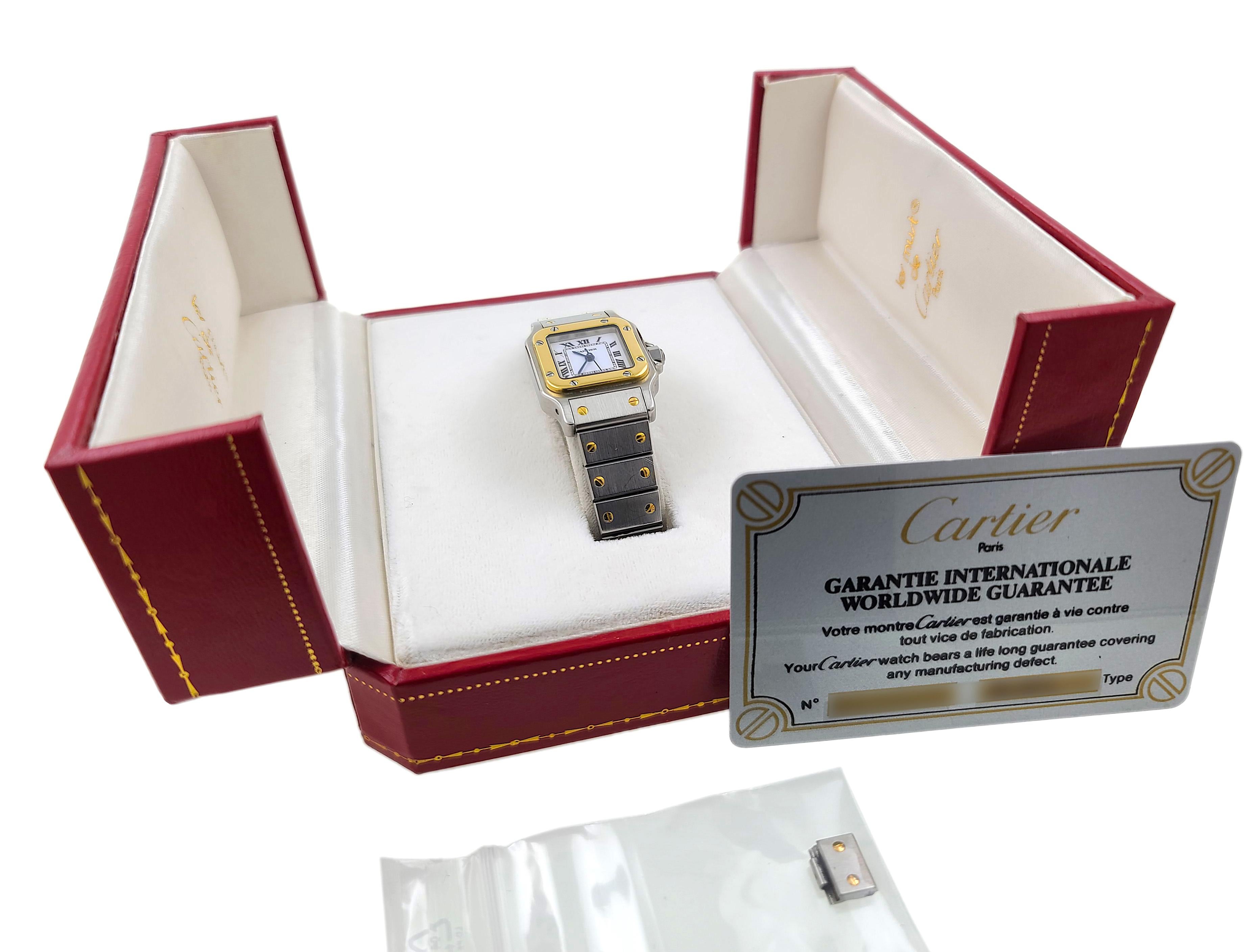 Cartier Santos Full Set Carrée 0902 18k Gold and Stainless Steel 1978 PM SM 6