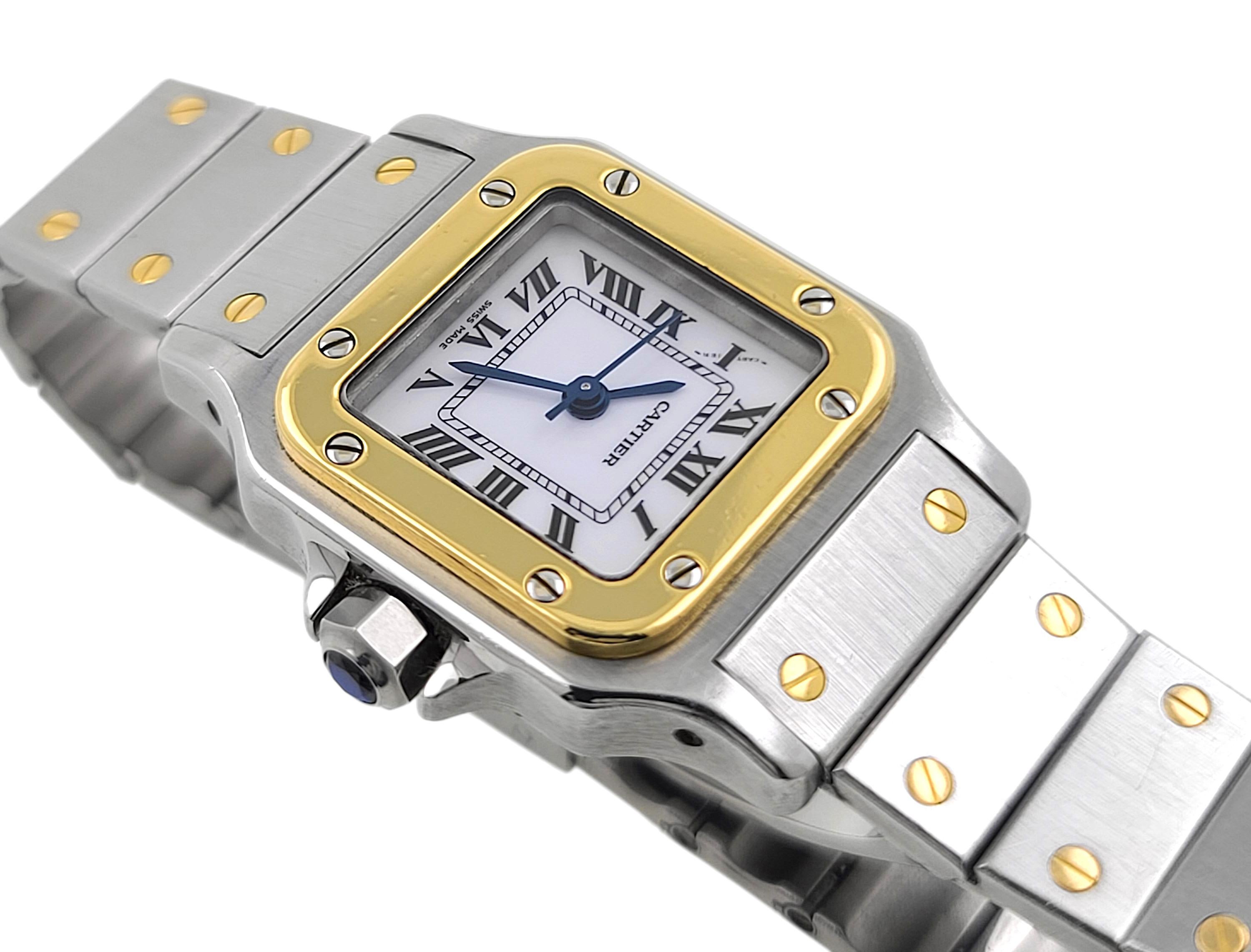 Women's Cartier Santos Full Set Carrée 0902 18k Gold and Stainless Steel 1978 PM SM
