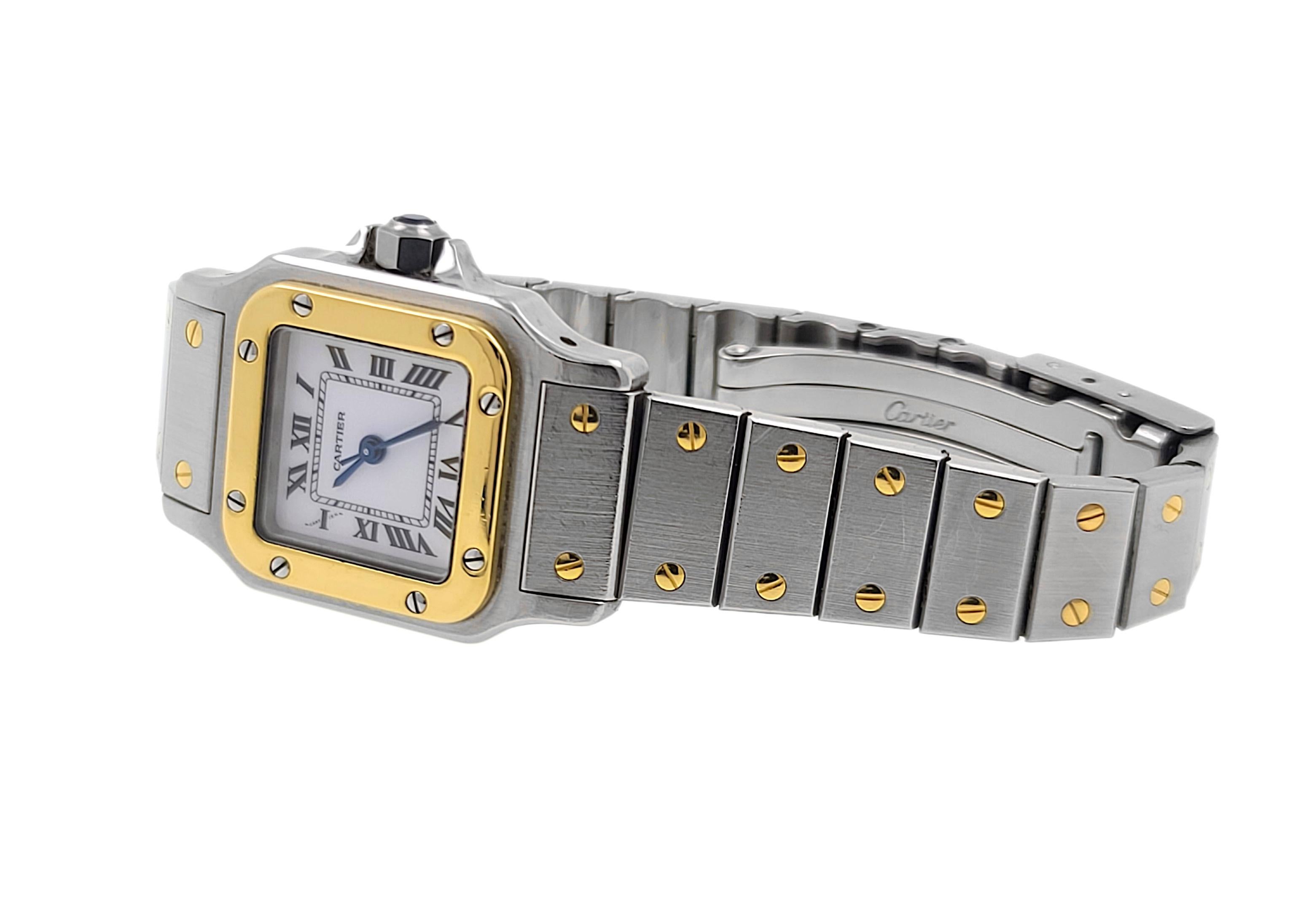 Cartier Santos Full Set Carrée 0902 18k Gold and Stainless Steel 1978 PM SM 1