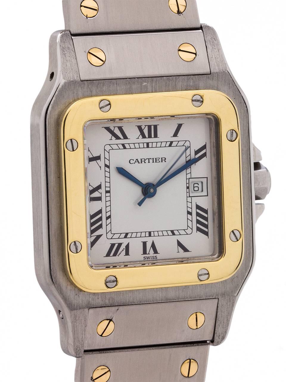 Cartier Yellow Gold Stainless Steel Santos Galbee Automatic Wristwatch, c2000s In Excellent Condition In West Hollywood, CA