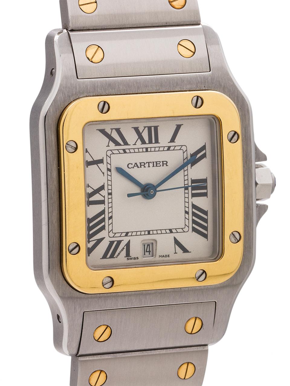 Cartier Santos Galbe Stainless and 18 Karat Ref 57326, circa 1990s In Excellent Condition In West Hollywood, CA