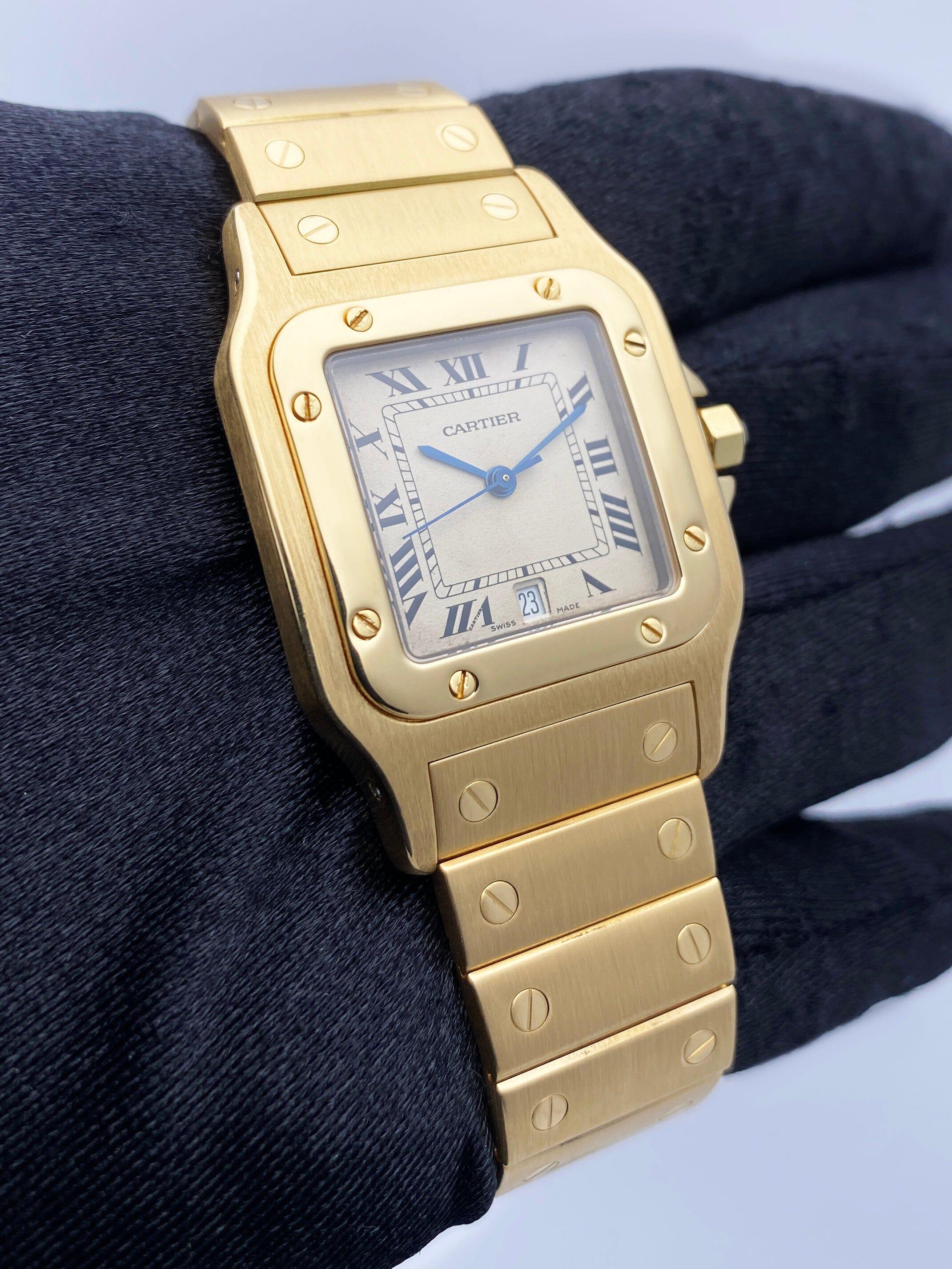 Cartier Santos Galbee 1568 18K Yellow Gold Watch In Excellent Condition In Great Neck, NY